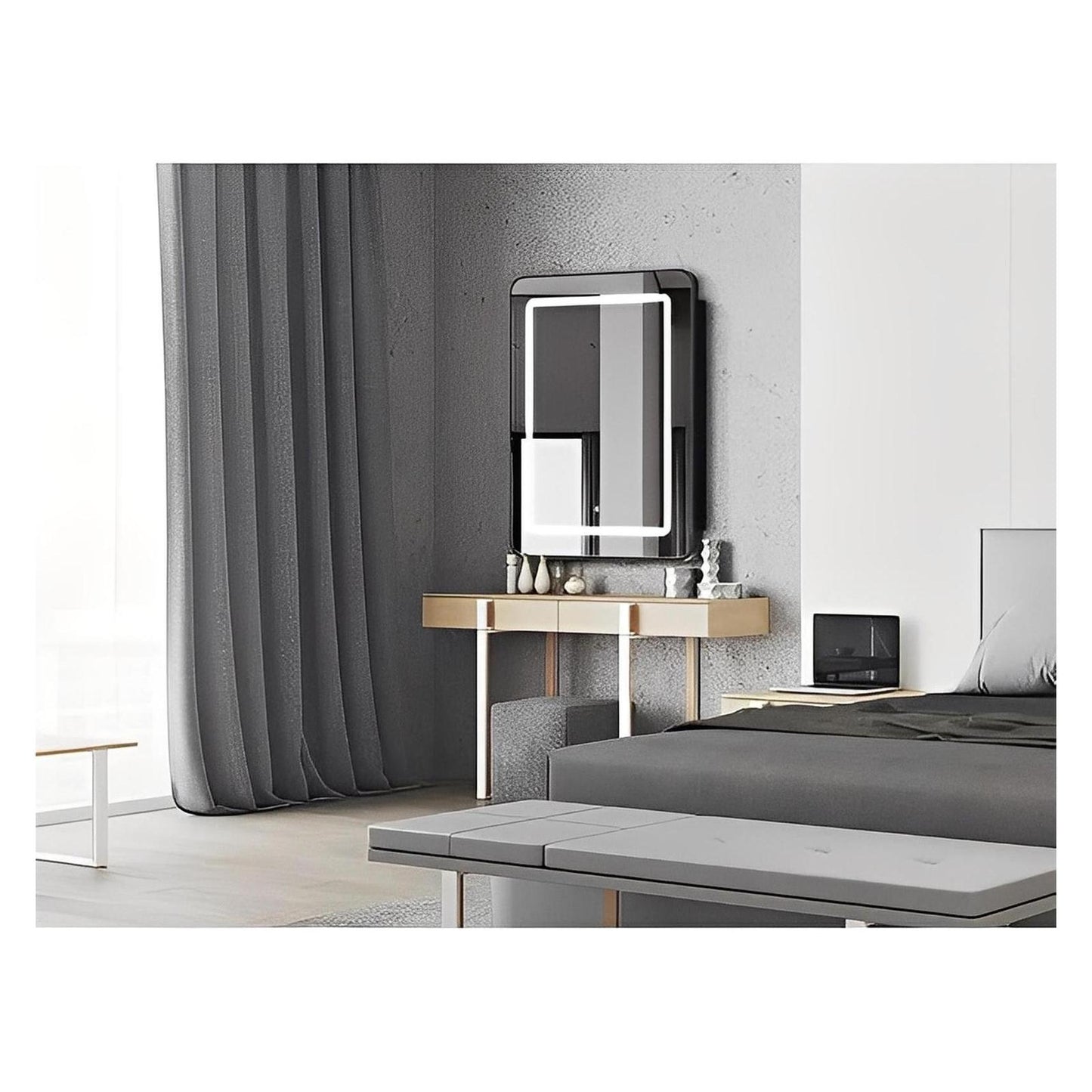 Framed Recessed Bathroom Vanity LED Mirror and Medicine Cabinet (16-30 in) - Adjustable Brightness and Color Temperature - Anti-Fog