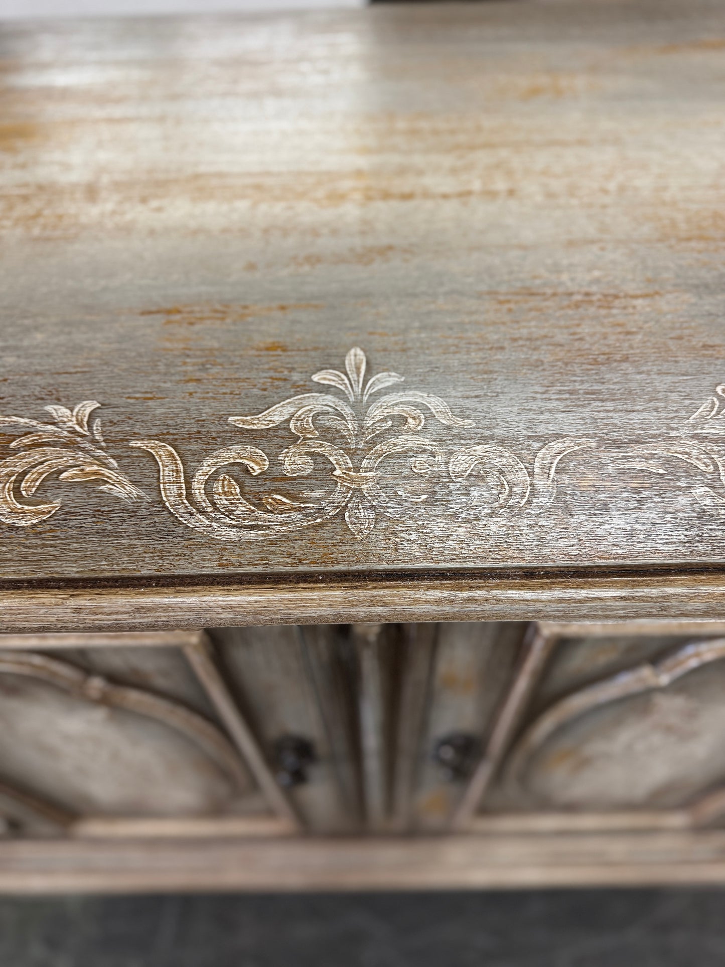 Madrid Antique Gray Distressed Dining Room Buffet Table 24 X 92.5 X 42