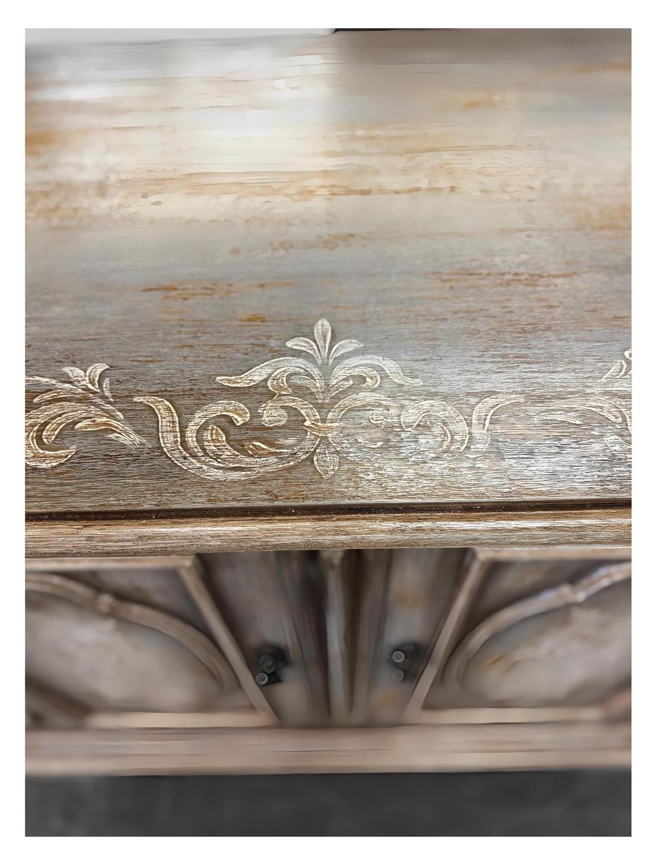 Madrid Antique Gray Distressed Dining Room Buffet Table 24 X 92.5 X 42