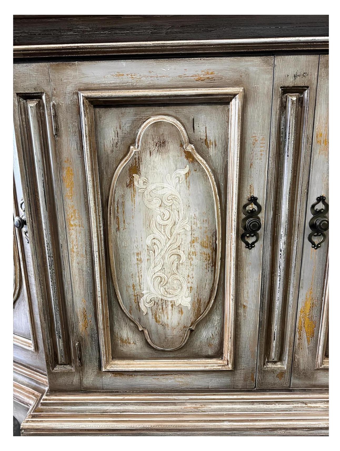 Madrid Antique Gray Distressed Dining Room Buffet Table 24 X 92.5 X 42