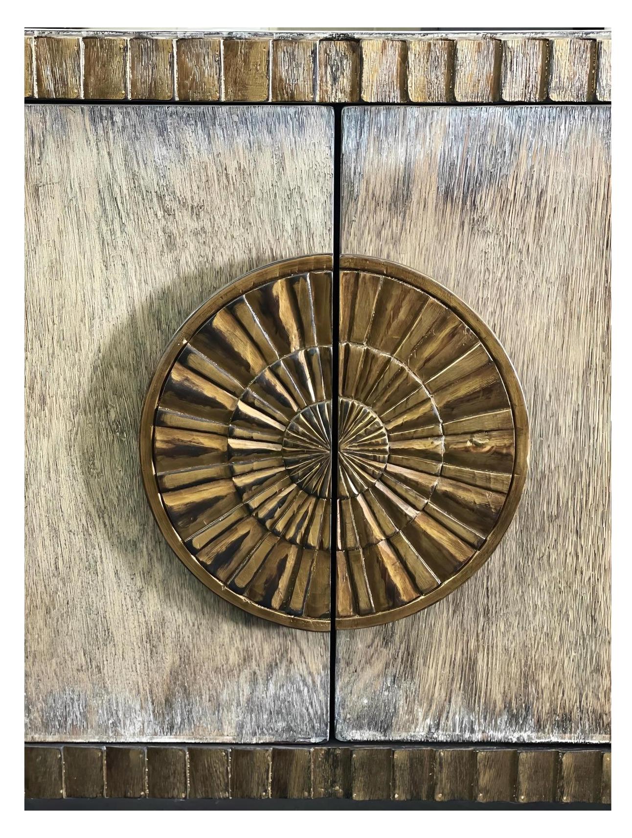 Thibaudiere Weathered Brown Dining Room Buffet Table - 17 x 79 x 36