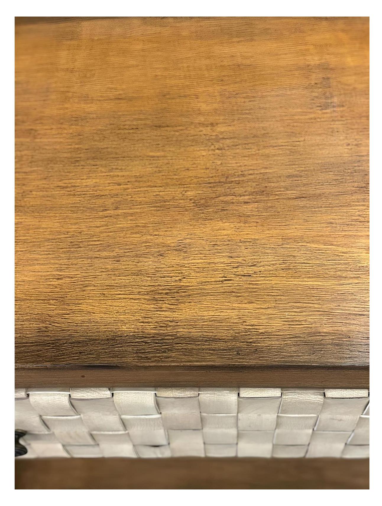 Nazca Nightstands (2-Pack), Walnut, Leather-Woven Drawer Fronts