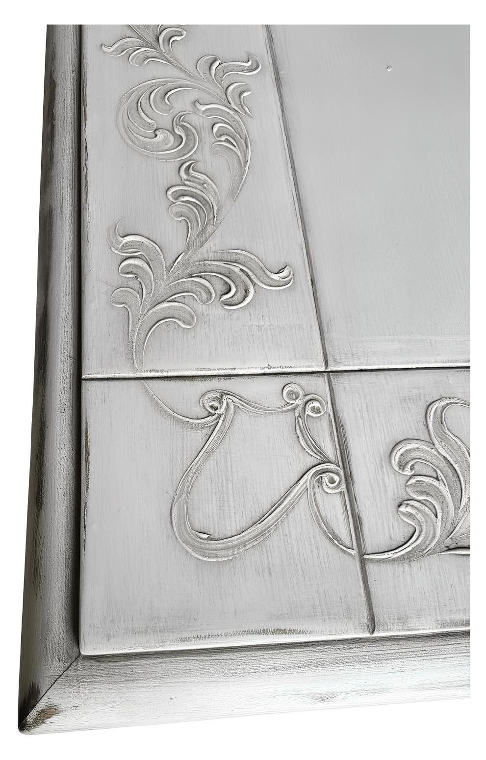 Usson Dining Table - Rectangular, Weathered Whitewash, Ornate Carved Trestle Base
