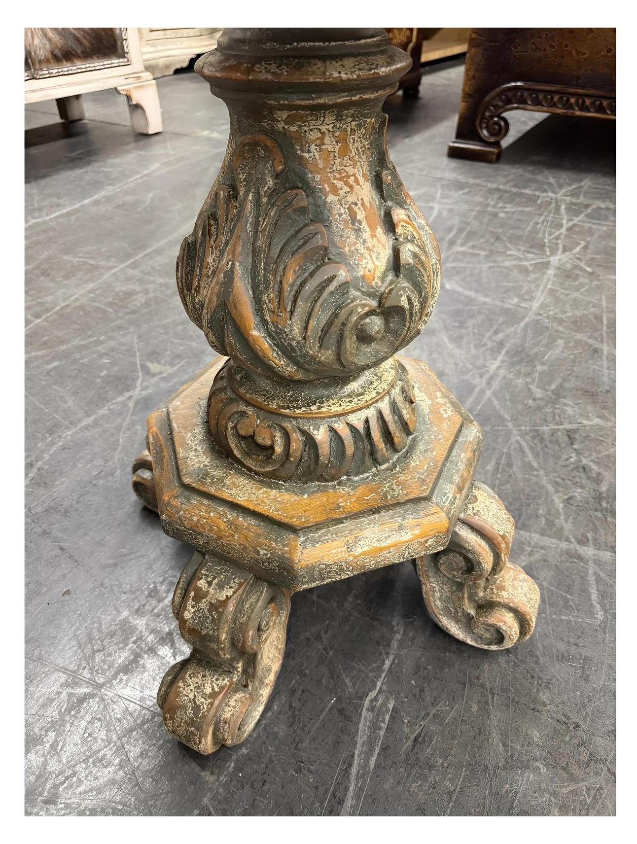 Pontarlier Round Counter Height Table, Black, Intricately Carved Scrollwork Top Surface