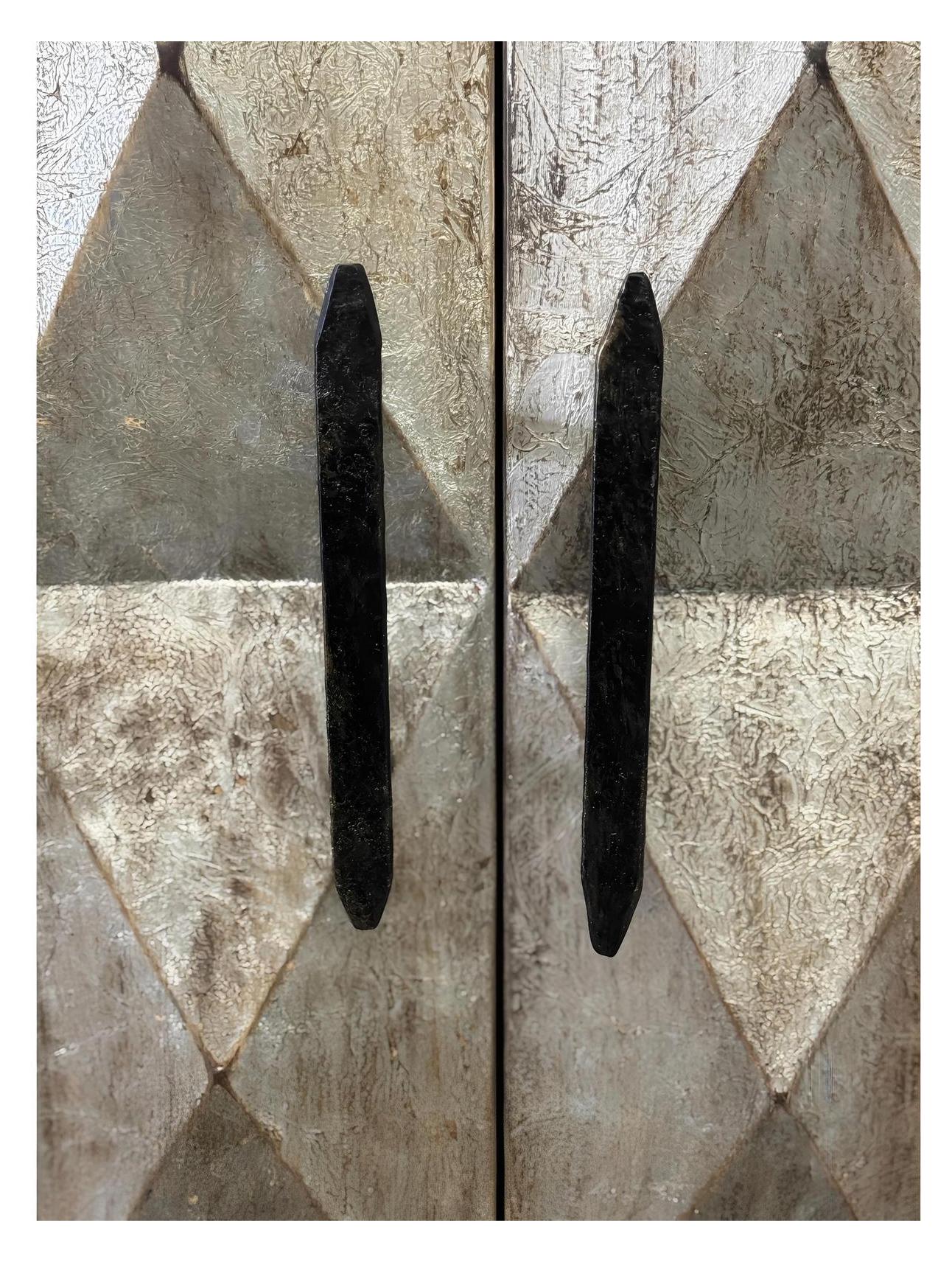 La Charité Sideboard, Warm Brown Oak Finish, Diamond Quilted Fabric Panel Insert