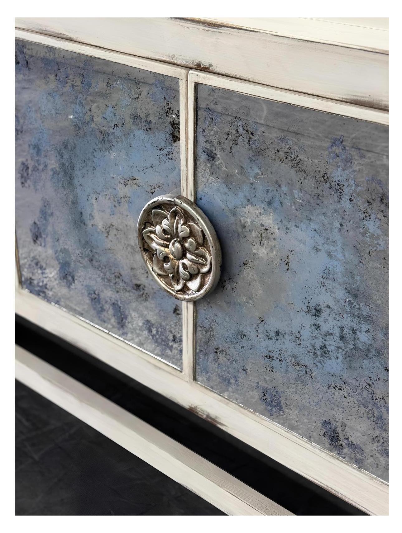 Orleans Antique Silver Dining Room Buffet Table Hand-Finished - 18.5 x 78 x 36