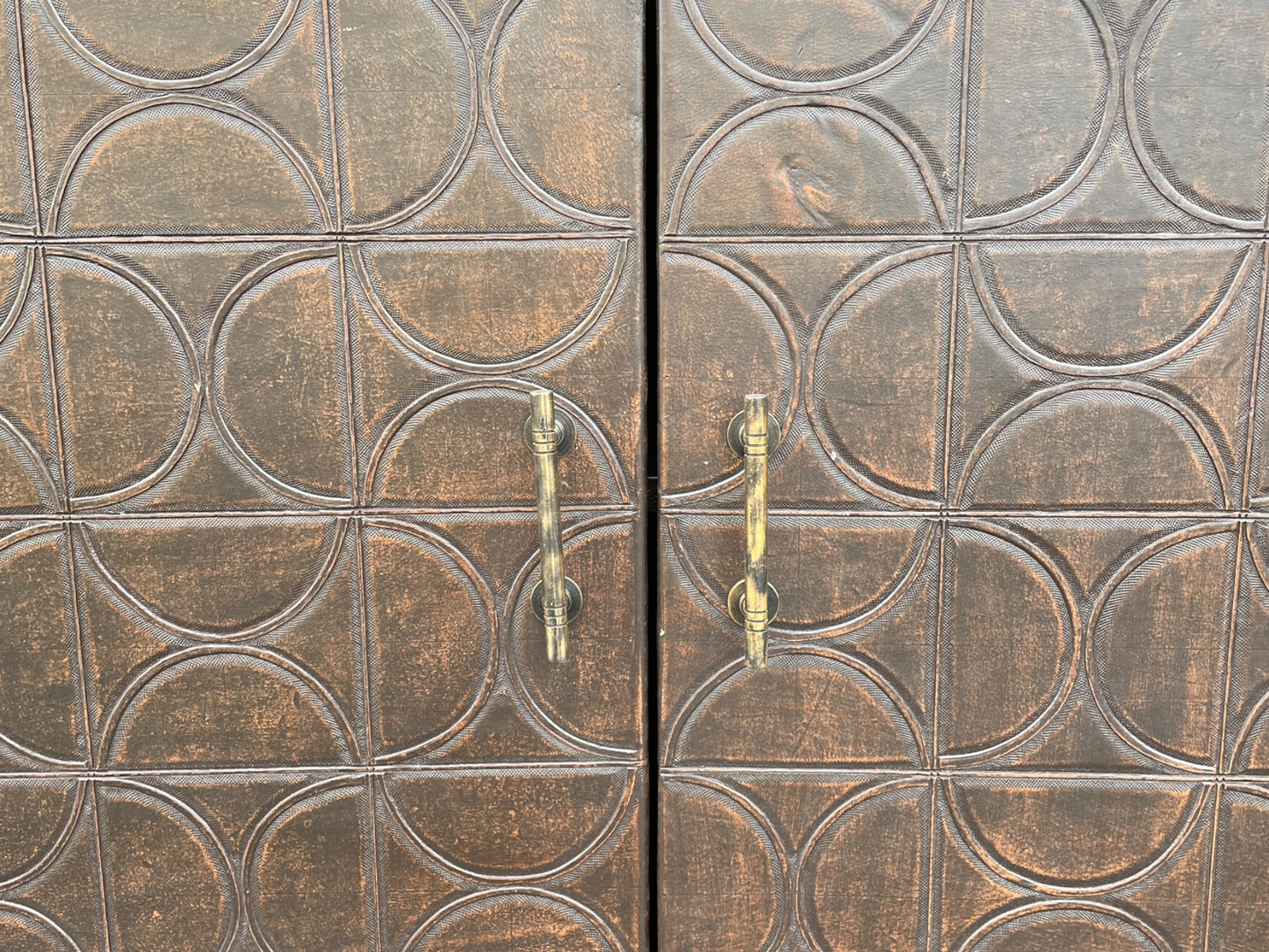 Vendome Black Dining Room Buffet Table With Walnut Top And Brass Accents