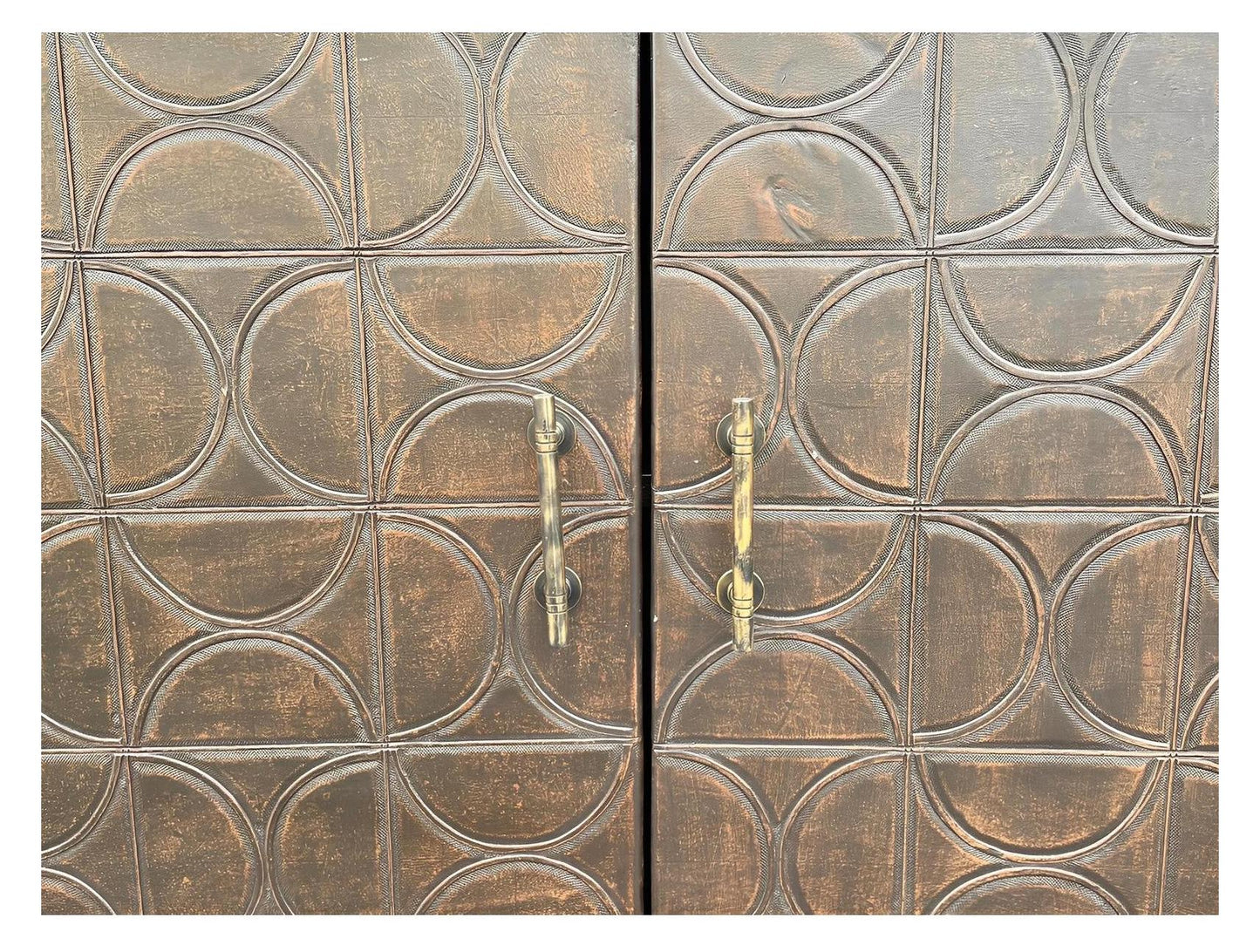 Vendome Black Dining Room Buffet Table With Walnut Top And Brass Accents