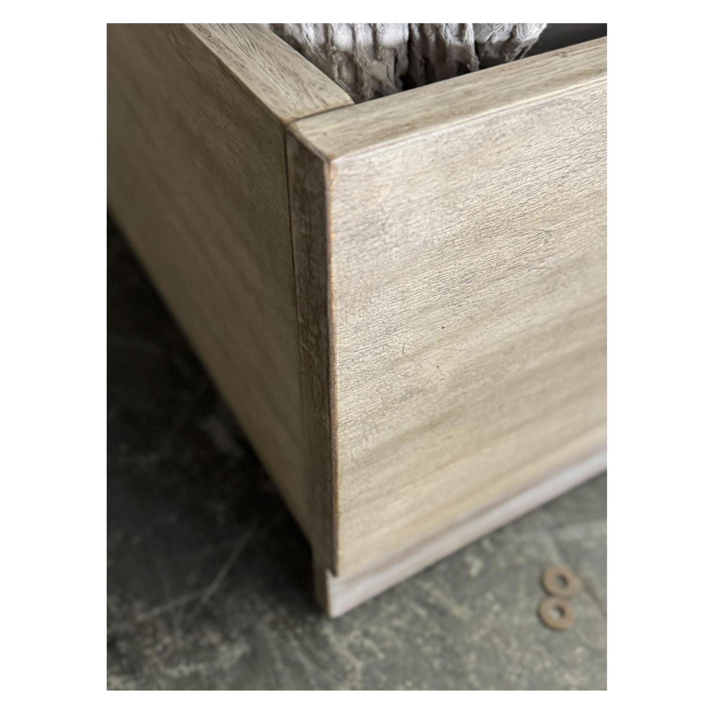 Perpignan Coastal Bed White Leather Headboard Wood Frame