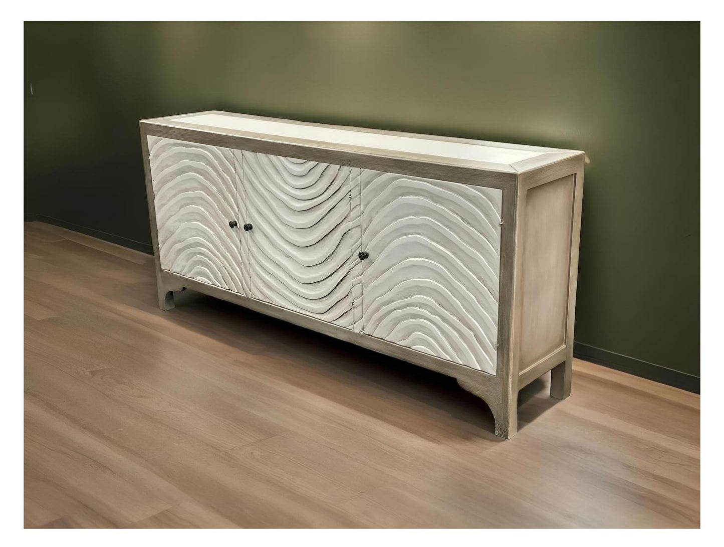 Luynes Luxe European Inspired Handmade Dining Room Buffet Table Antique Gold Finish 17 x 78 x 36