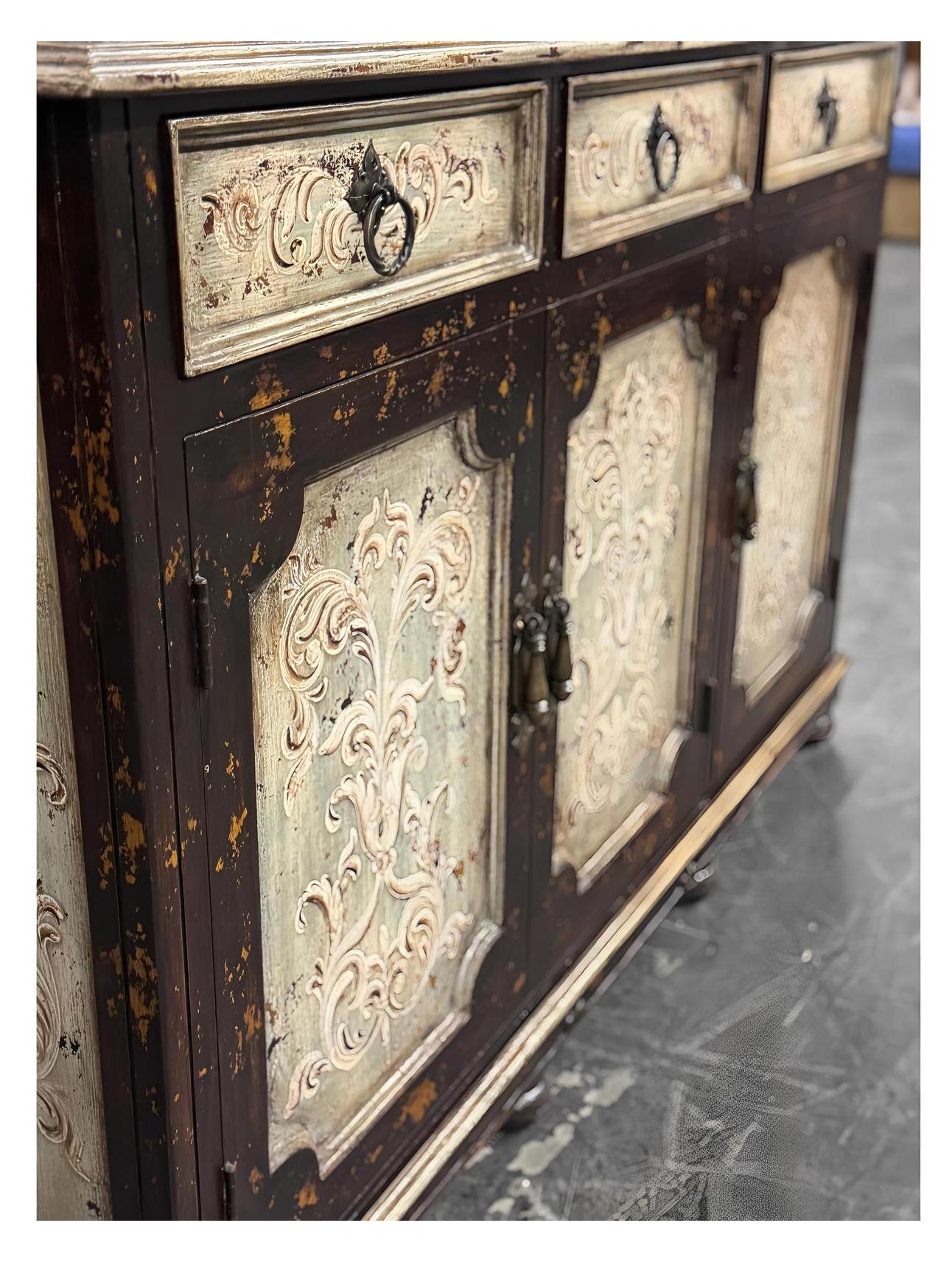 Castellina Porto Handcrafted Distressed Walnut Dining Room Buffet Table - 12 x 61 x 38