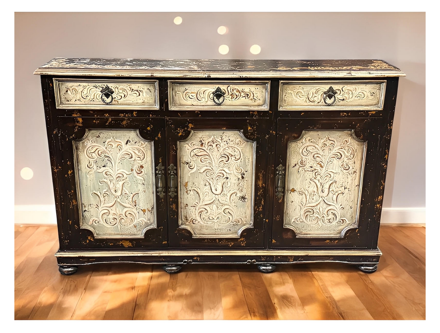 Castellina Porto Handcrafted Distressed Walnut Dining Room Buffet Table - 12 x 61 x 38