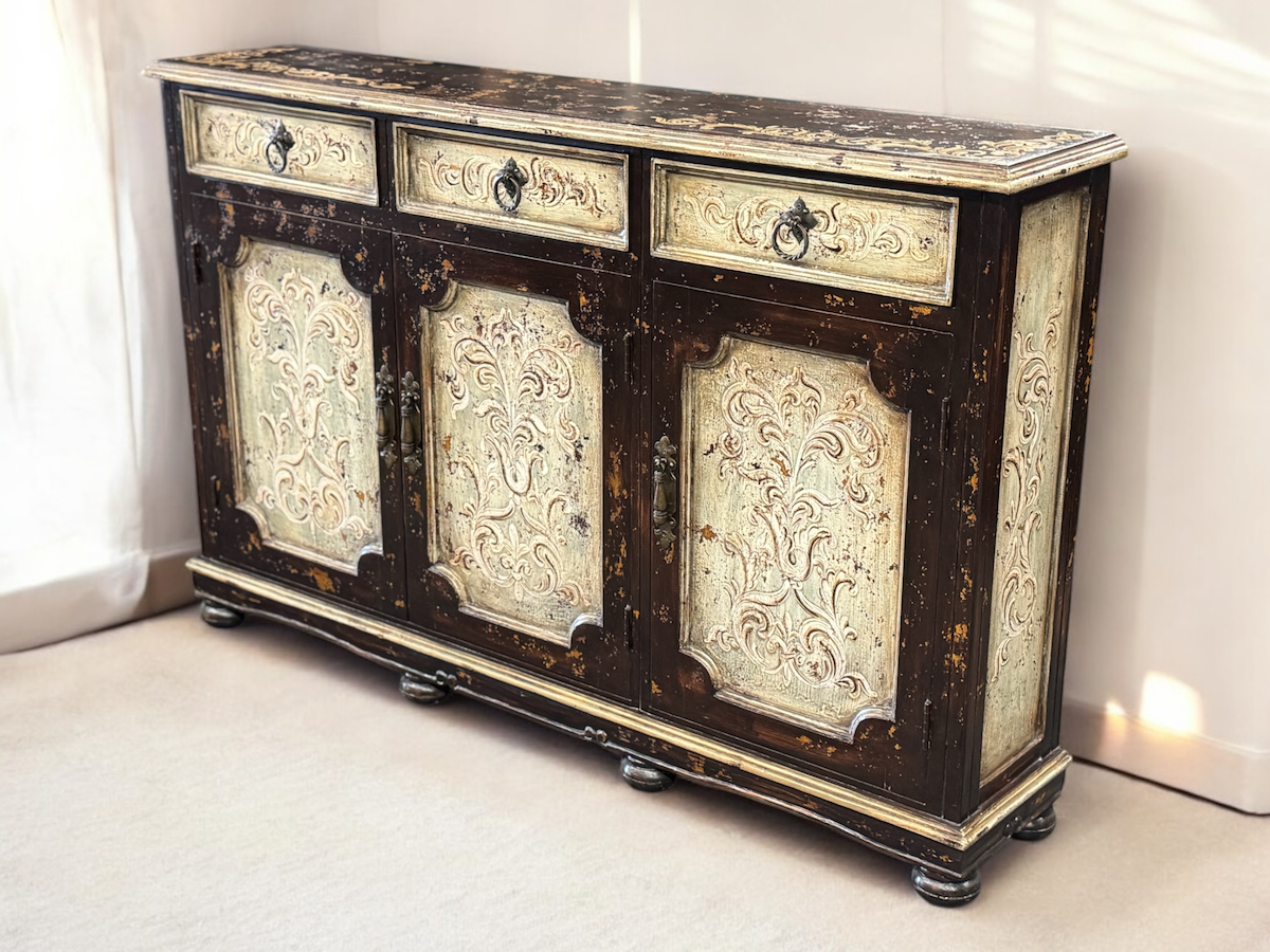 Castellina Porto Handcrafted Distressed Walnut Dining Room Buffet Table - 12 x 61 x 38