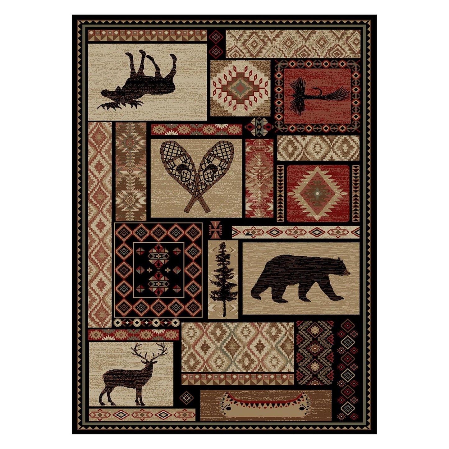 Lodge King Patchwork Multicolor Rug