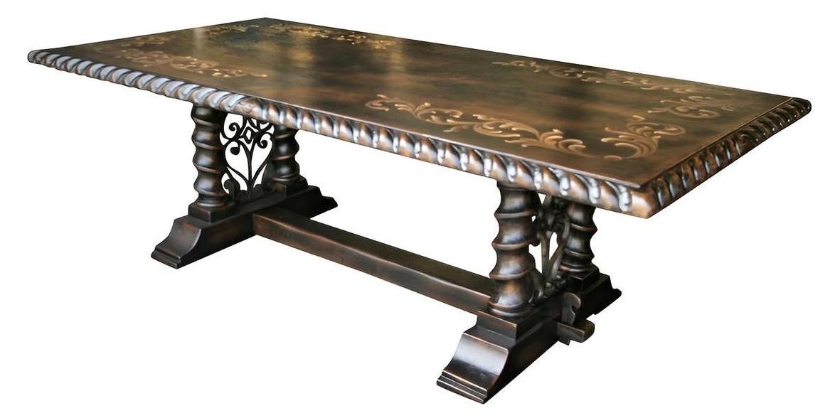 Vézelay Dining Table - Rectangular, Antique Bronze, Rope-Edge Detailing