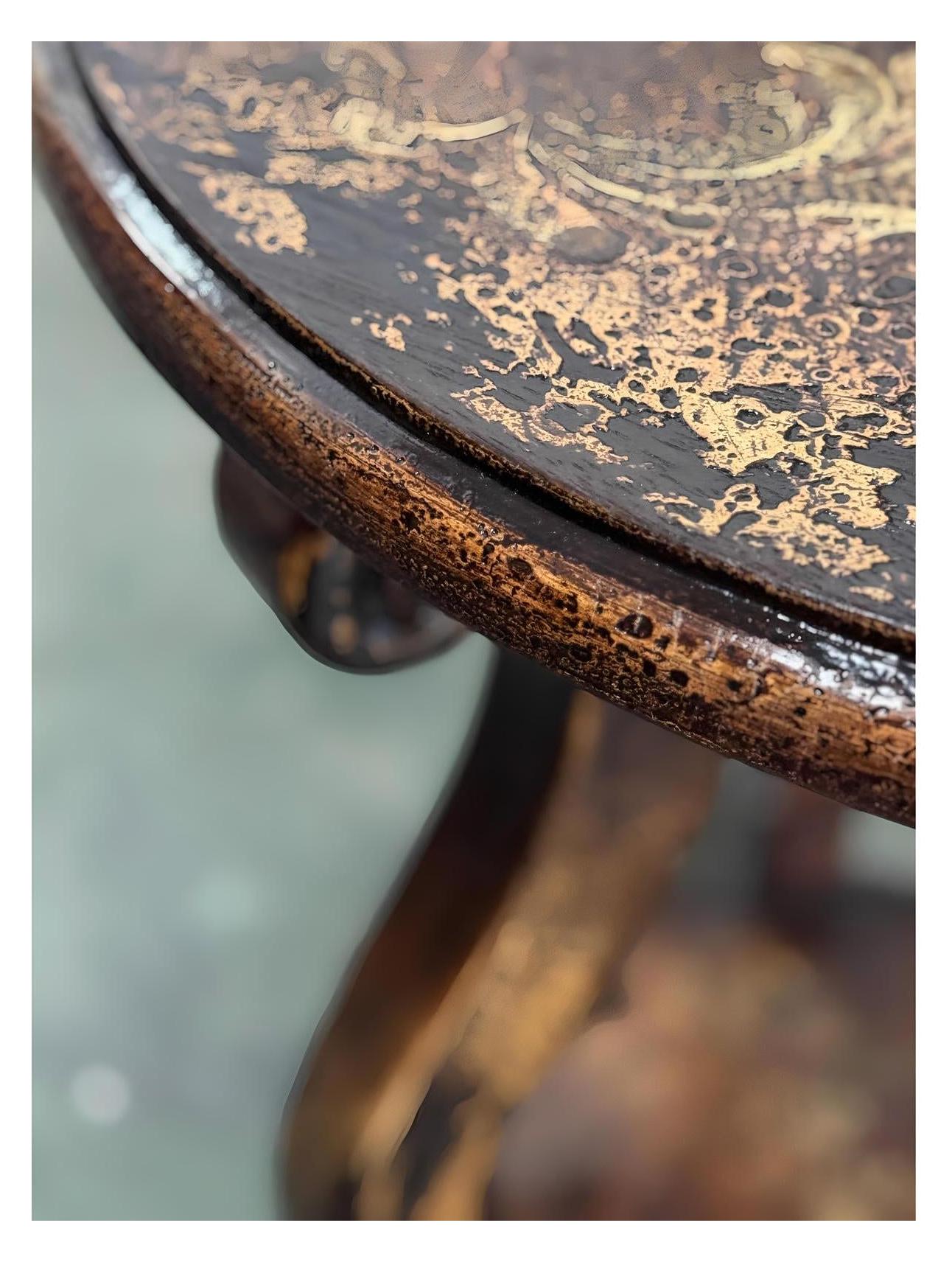 Ornans End Tables (2-Pack), Antique Dark Brown With Gold Distressing, Hand-Painted Gold Fleck Finish