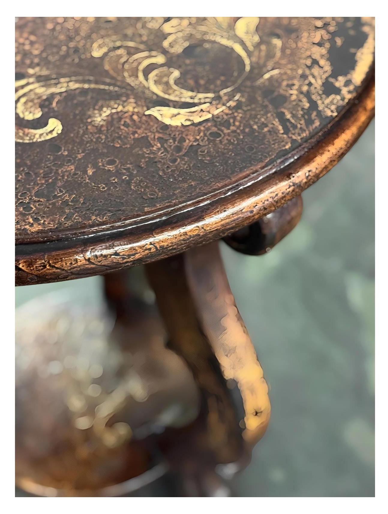 Ornans End Tables (2-Pack), Antique Dark Brown With Gold Distressing, Hand-Painted Gold Fleck Finish