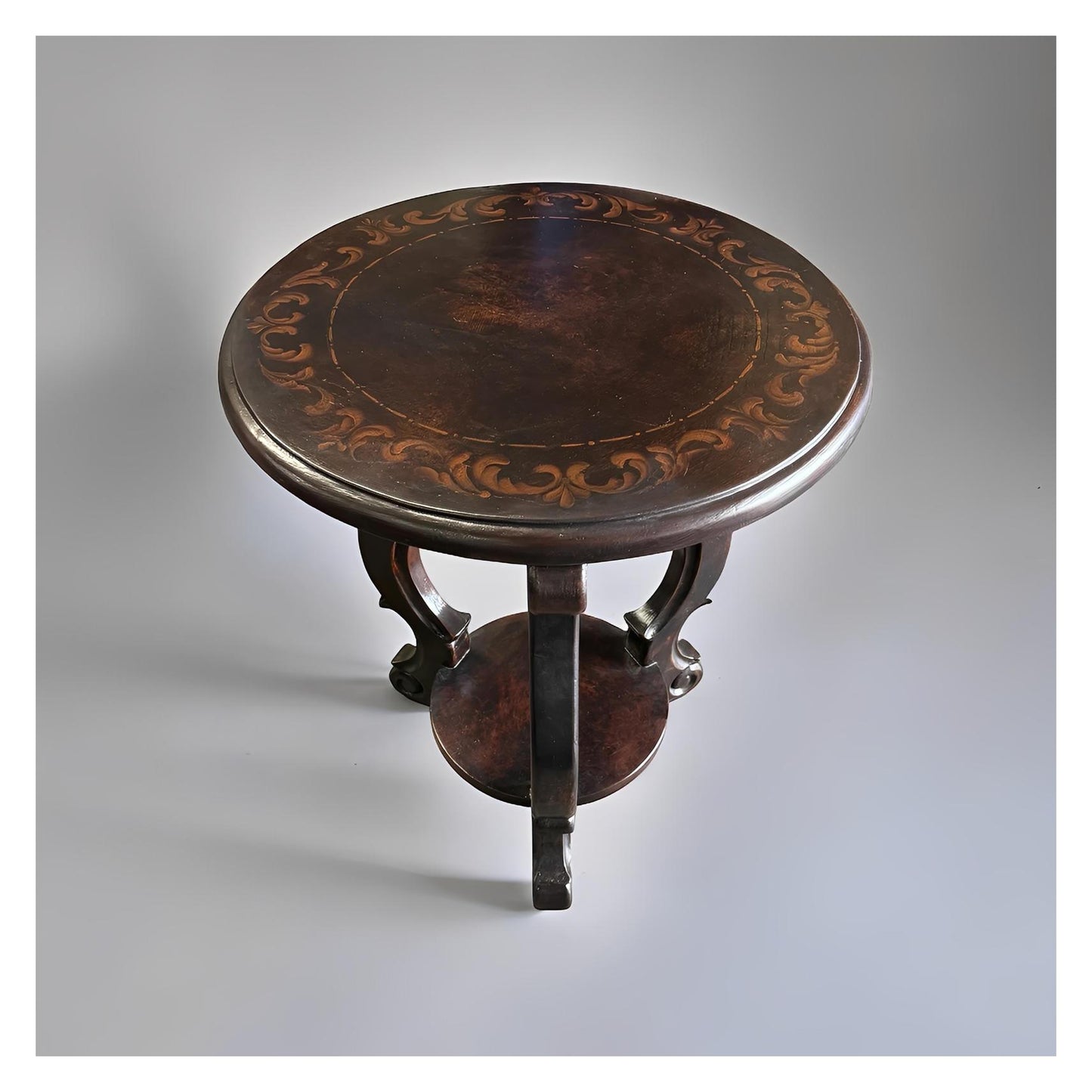 Mont-Saint-Michel End Tables (2-Pack), Dark Brown, Intricately Carved Floral Border And Sturdy Pedestal Base