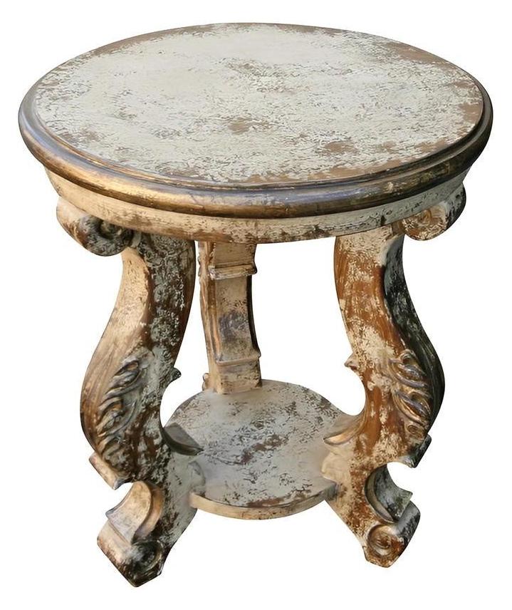 Vouvant End Tables (2-Pack), Distressed Antique Brown, Ornate Carved Legs