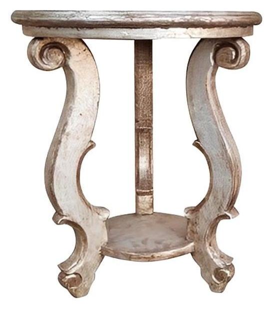 Lourdes End Tables (2-Pack), Antique White, Distressed Two-Tier Design With Lower Shelf