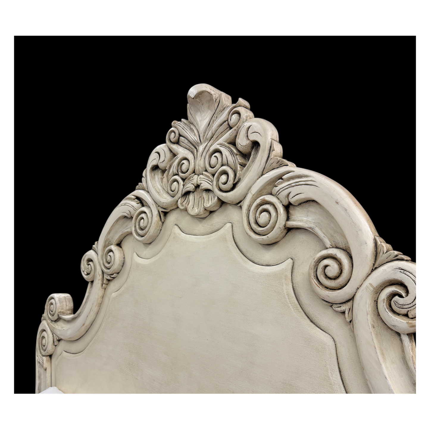 CALISTA BED 87" Tall | Luxury French European Style with Waxed Off-White Finish | Bed Only | Includes Delivery and Assembly