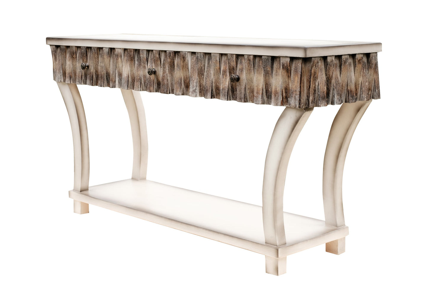 Sommières Console Table, Cream, Fringed driftwood drawer fronts