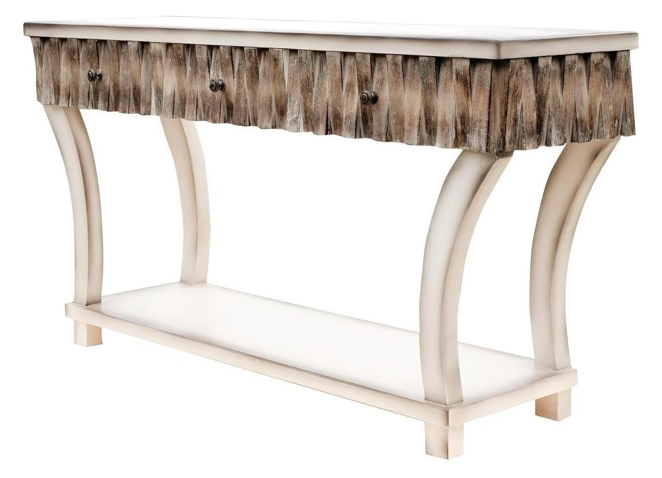 Sommières Console Table, Cream, Fringed driftwood drawer fronts