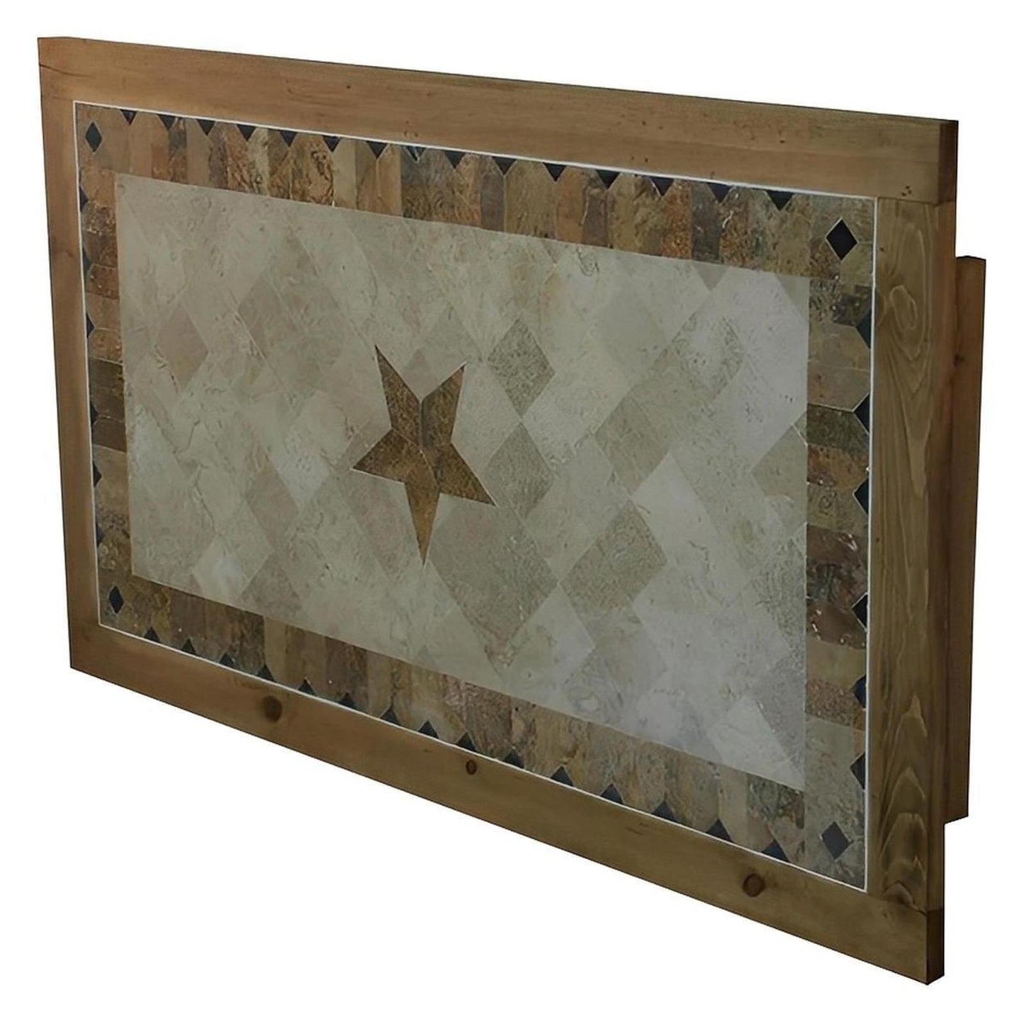 Sunrise Basin Lone Star Dining Table | Hand-Carved Wood & Stone Inlay Top | 5-8'