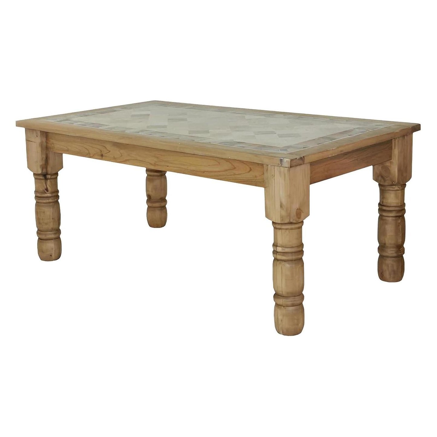 Sunrise Basin Dining Table | Hand-Carved Wood & Stone Inlay Top | 5-8'