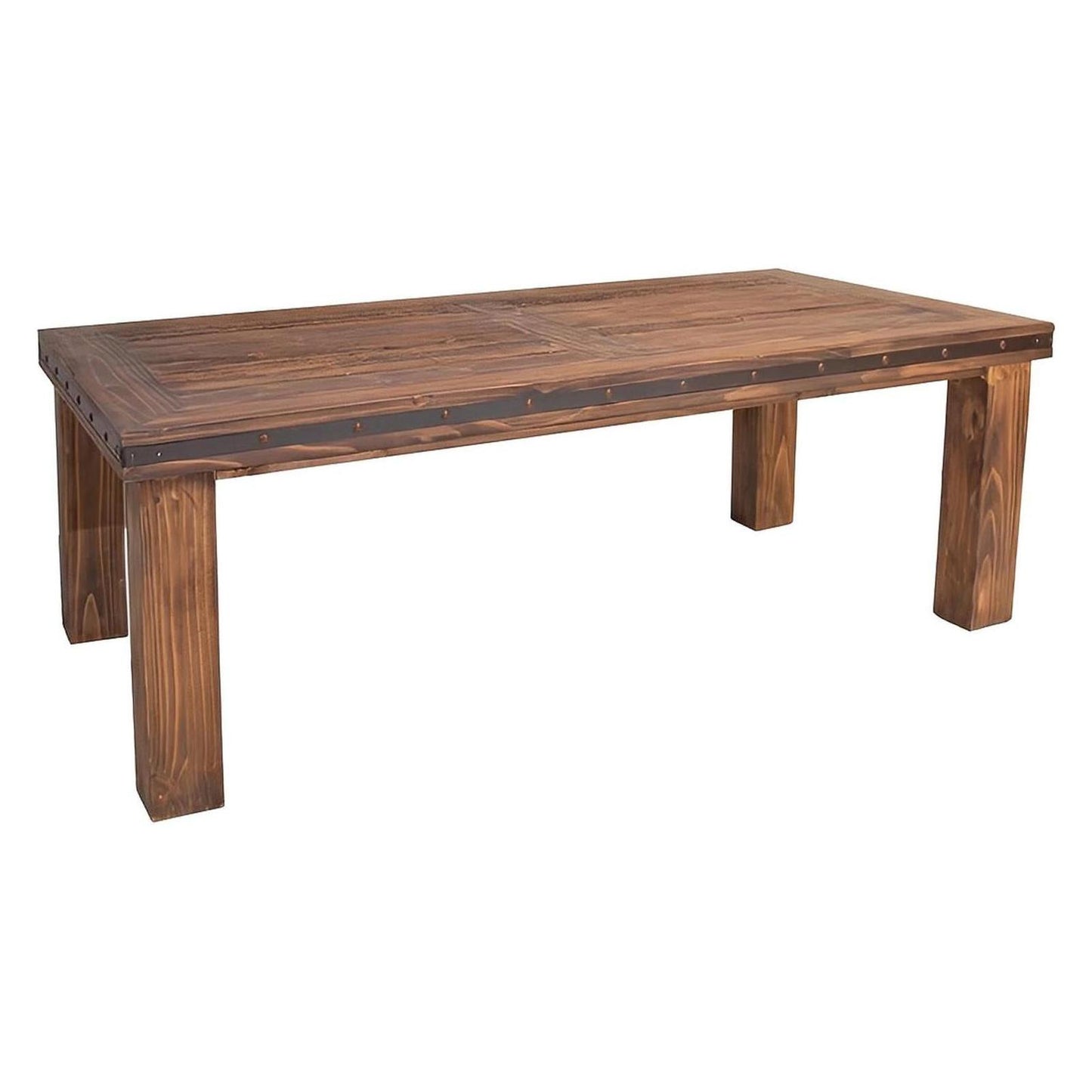 Santiago River Dining Table | Hand-Carved Solid Wood & Iron Accents | 6-8'