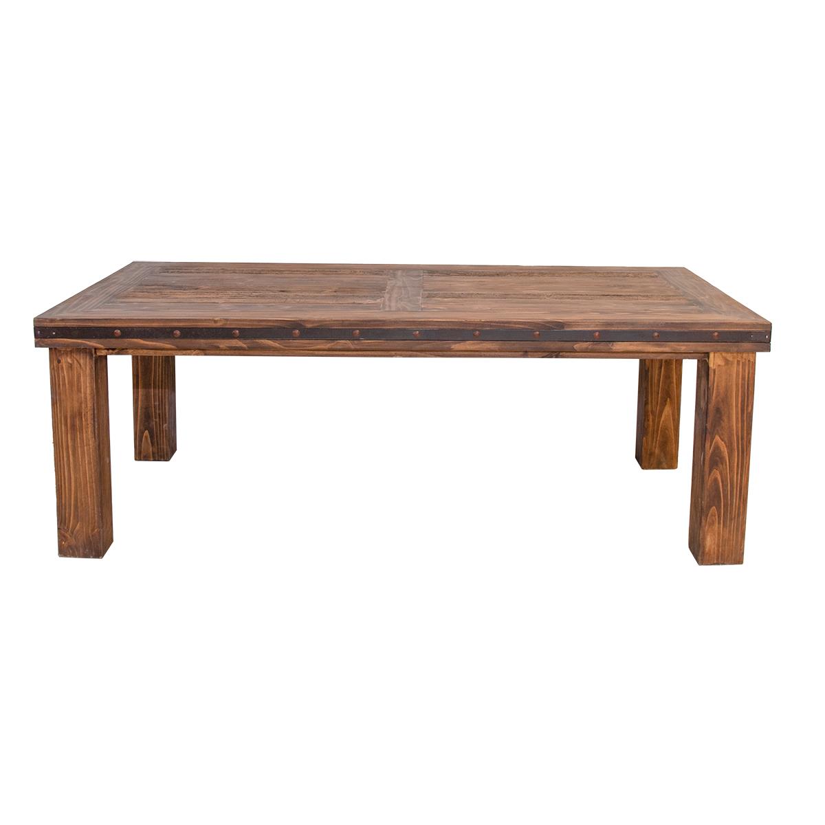 Santiago River Dining Table | Hand-Carved Solid Wood & Iron Accents | 6-8'