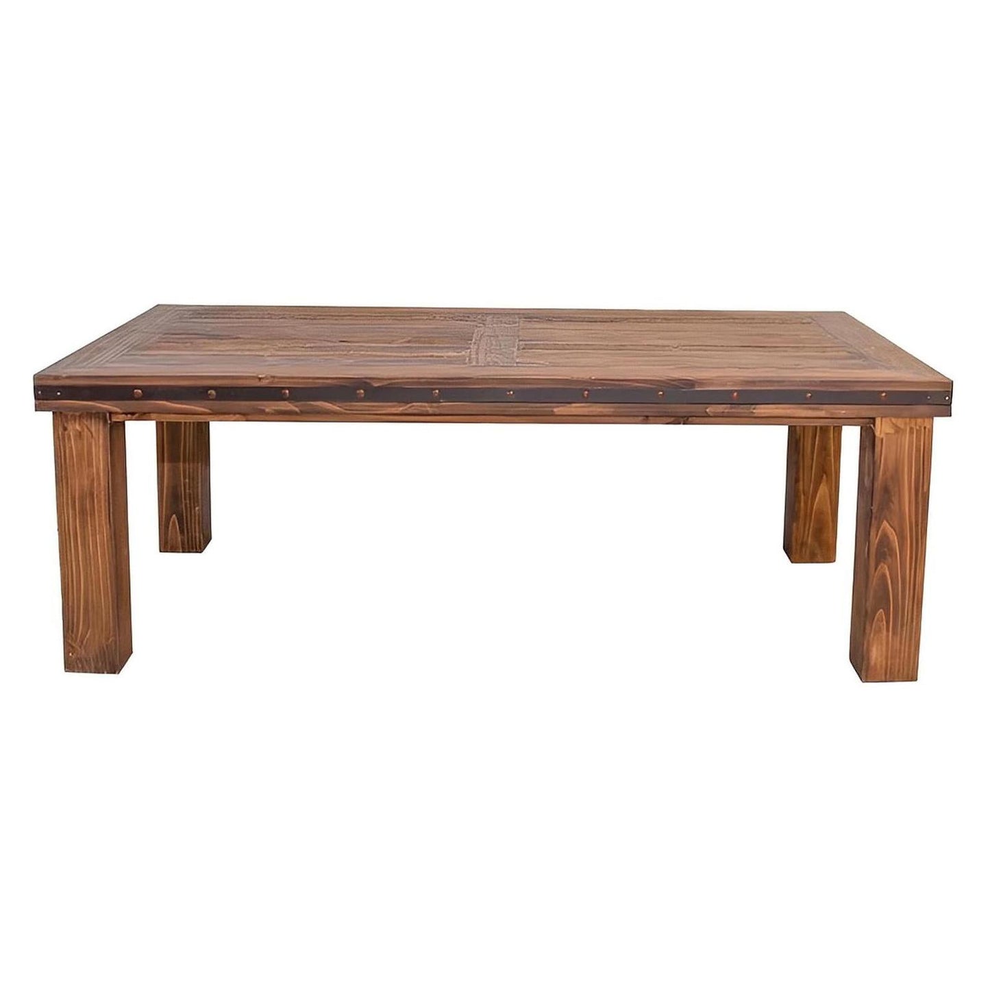 Santiago River Dining Table | Hand-Carved Solid Wood & Iron Accents | 6-8'
