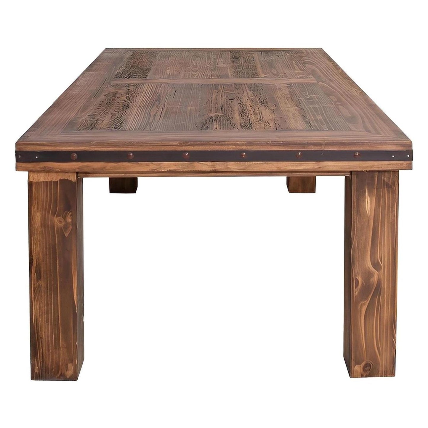 Santiago River Dining Table | Hand-Carved Solid Wood & Iron Accents | 6-8'