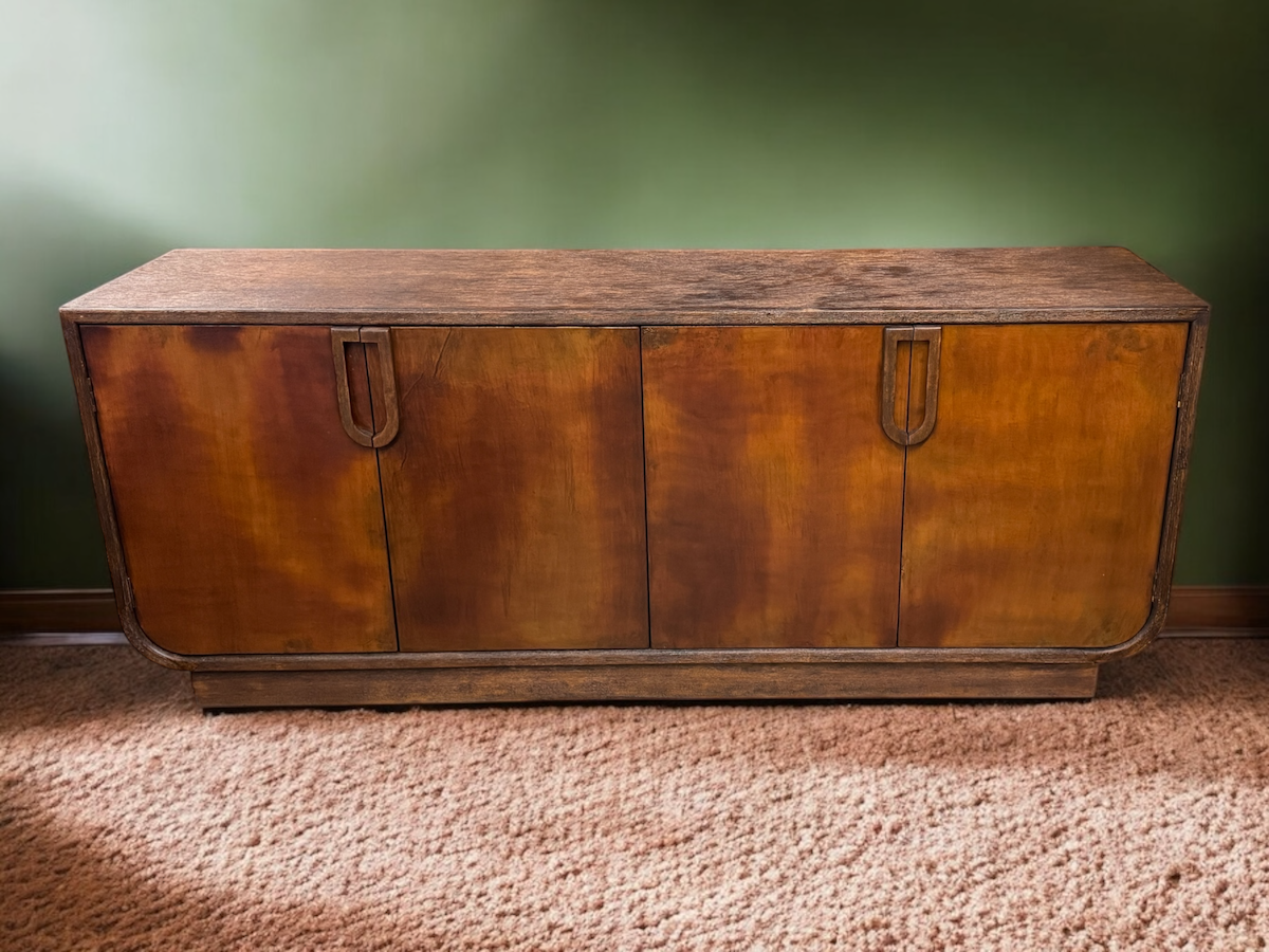Loire Valley Manor Walnut Handcrafted Dining Buffet Table with Solid Wood Storage
