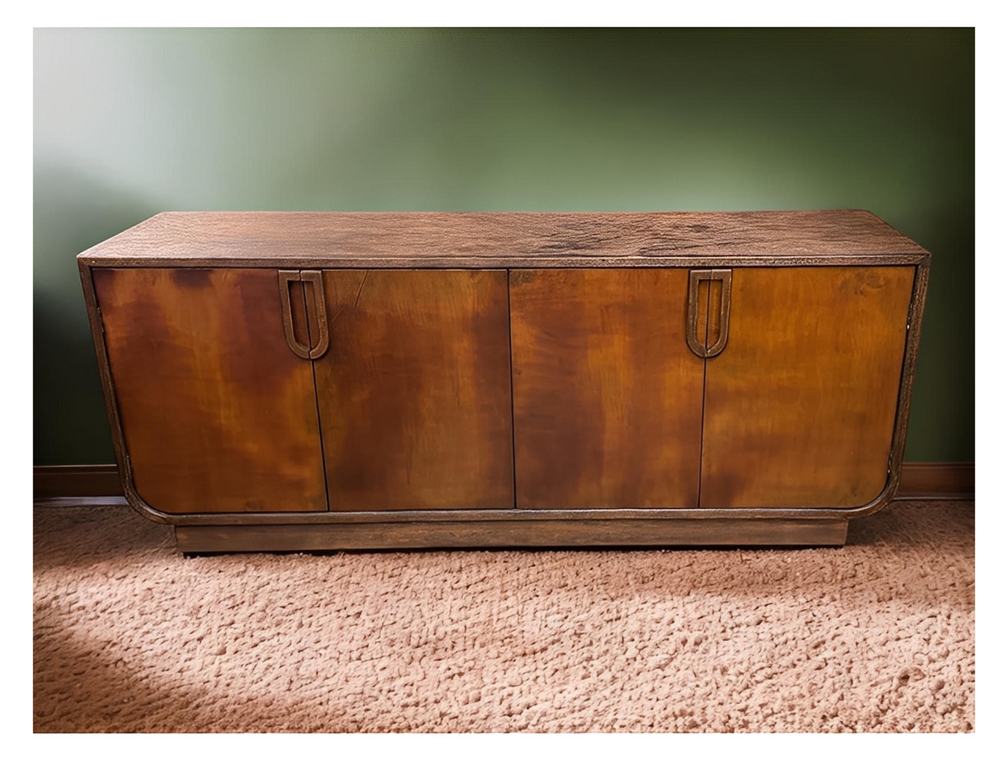 Loire Valley Manor Walnut Handcrafted Dining Buffet Table with Solid Wood Storage