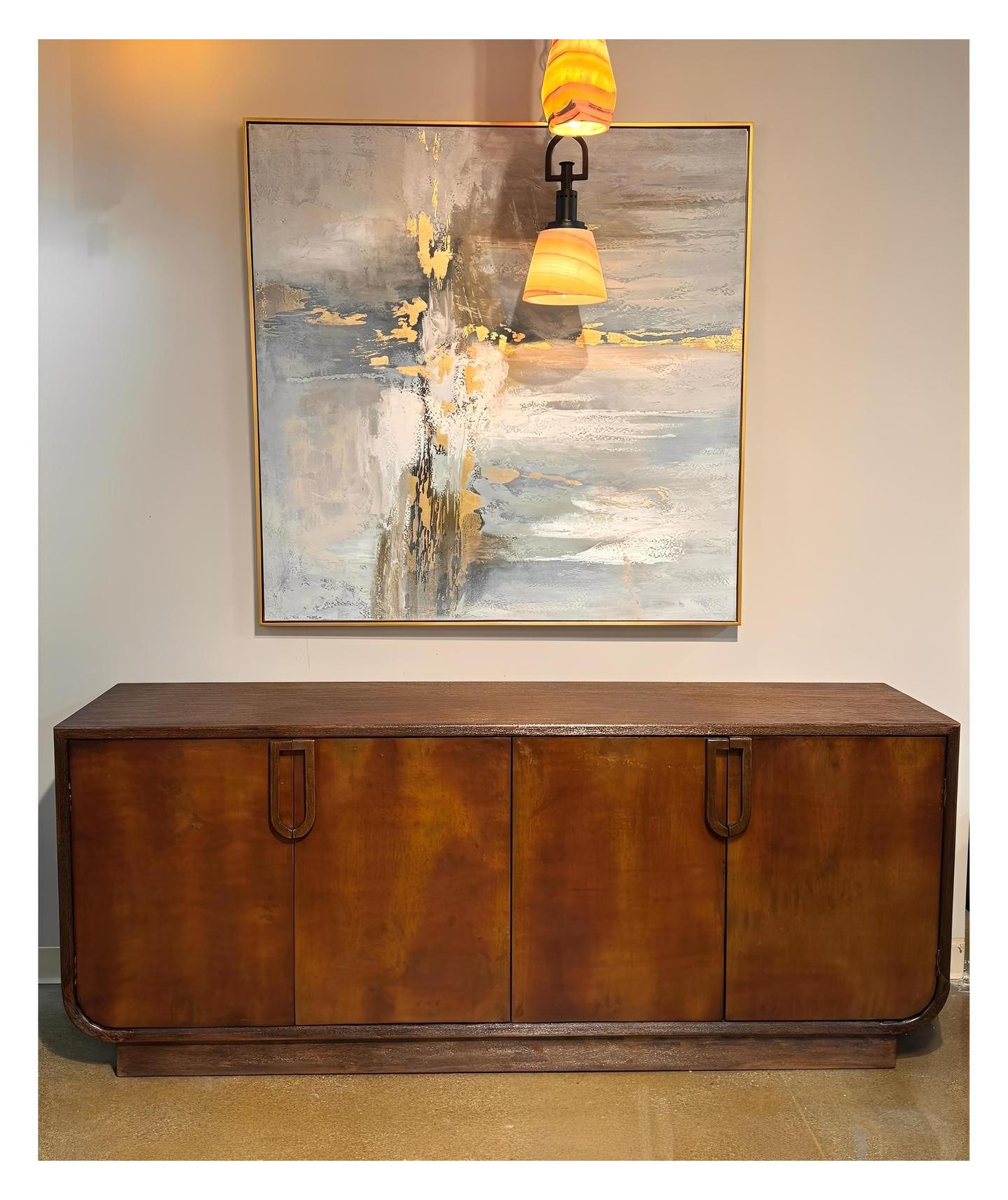 Loire Valley Manor Walnut Handcrafted Dining Buffet Table with Solid Wood Storage