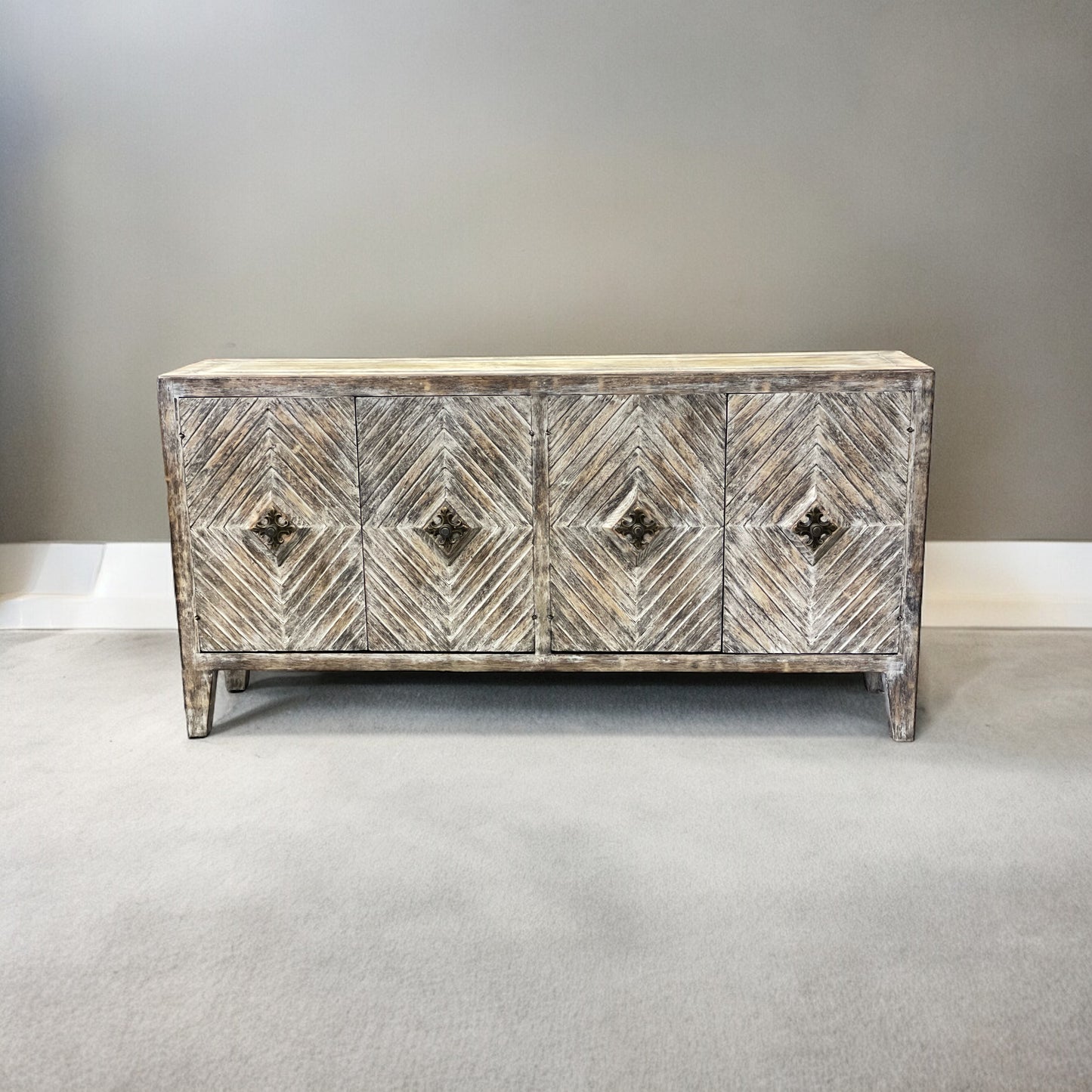 Belle Vue Florence Weathered Gray Handcrafted Dining Room Buffet Table 16 x 72 x 36