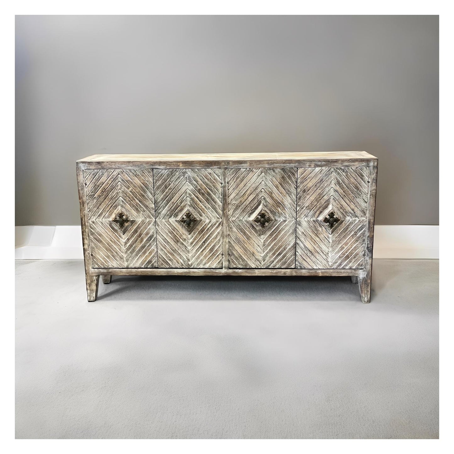 Belle Vue Florence Weathered Gray Handcrafted Dining Room Buffet Table 16 x 72 x 36