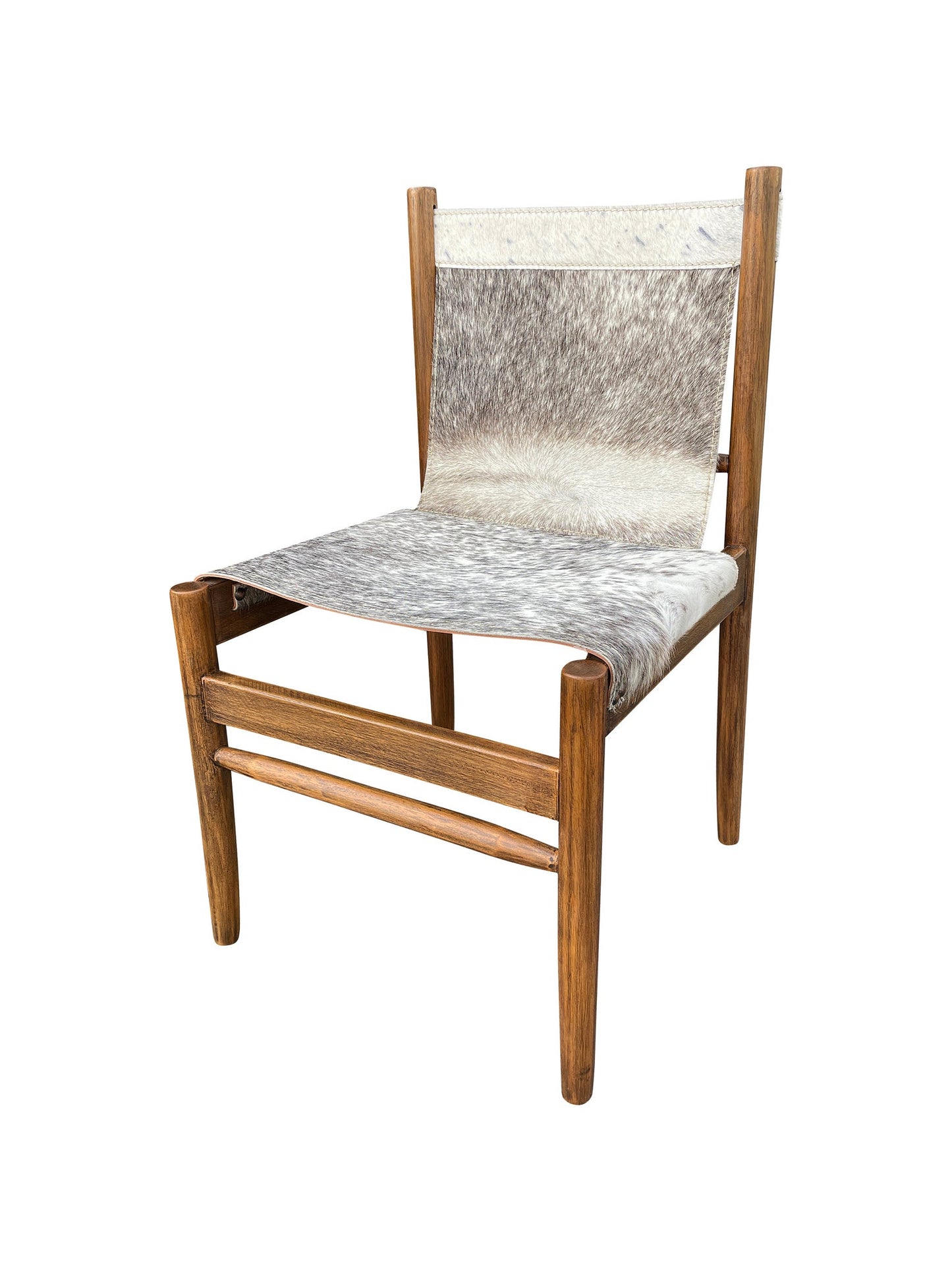 Sospel Dining Chairs (2-Pack), Natural Brown, Cowhide Upholstery, Solid Wood Frame