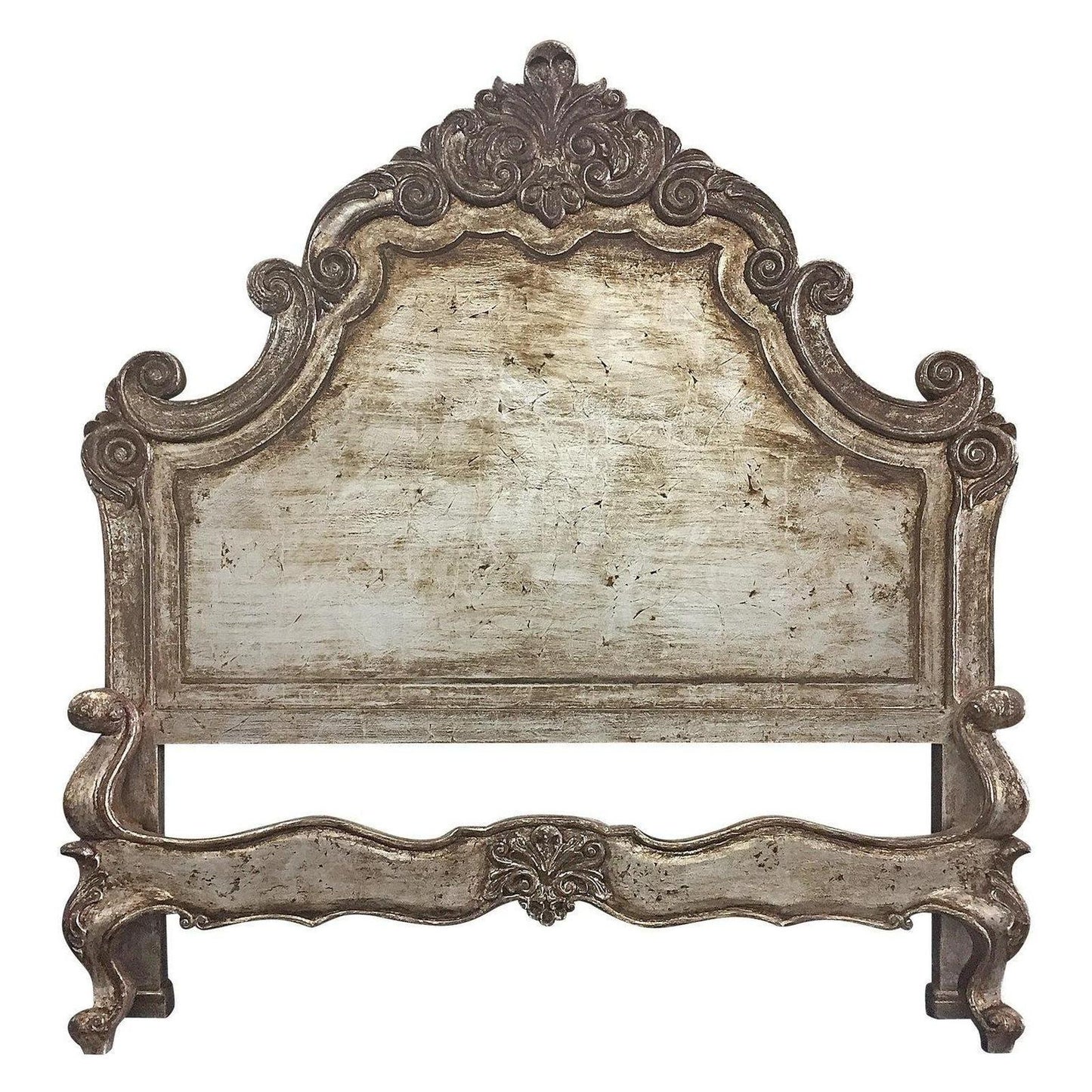 Versailles III BED 87" Tall with SILVER COPPER Finish | Luxury French European Style | Bed Only | Includes Delivery and Assembly