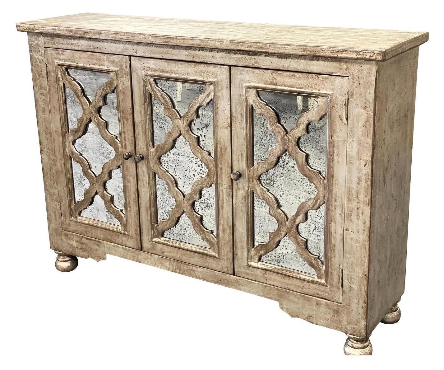 Lyon Weathered Taupe Mirrored Dining Room Buffet Table - 16x60x42