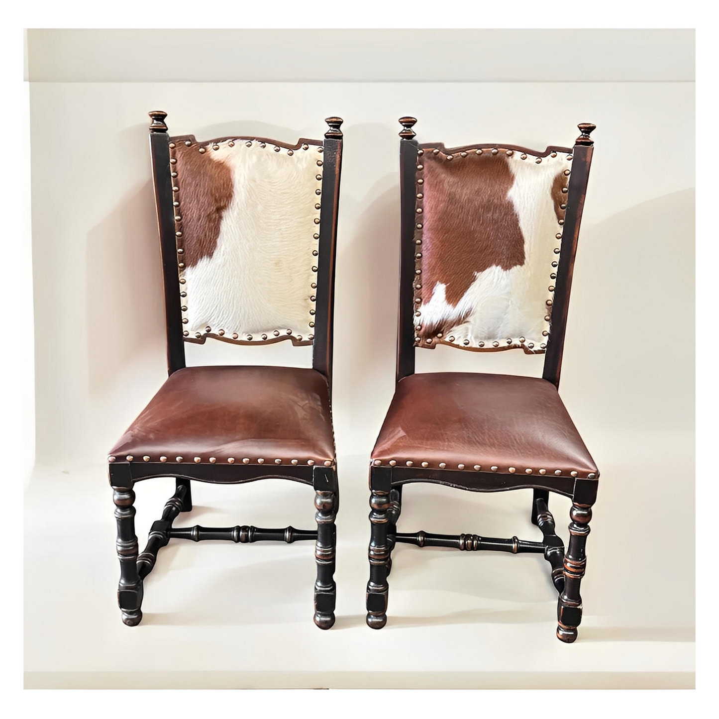RED RIVER CHAIR - LEATHER WITH COWHIDE (2-Pack)