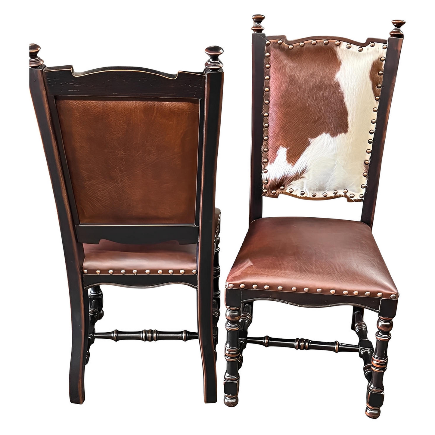 RED RIVER CHAIR - LEATHER WITH COWHIDE (2-Pack)