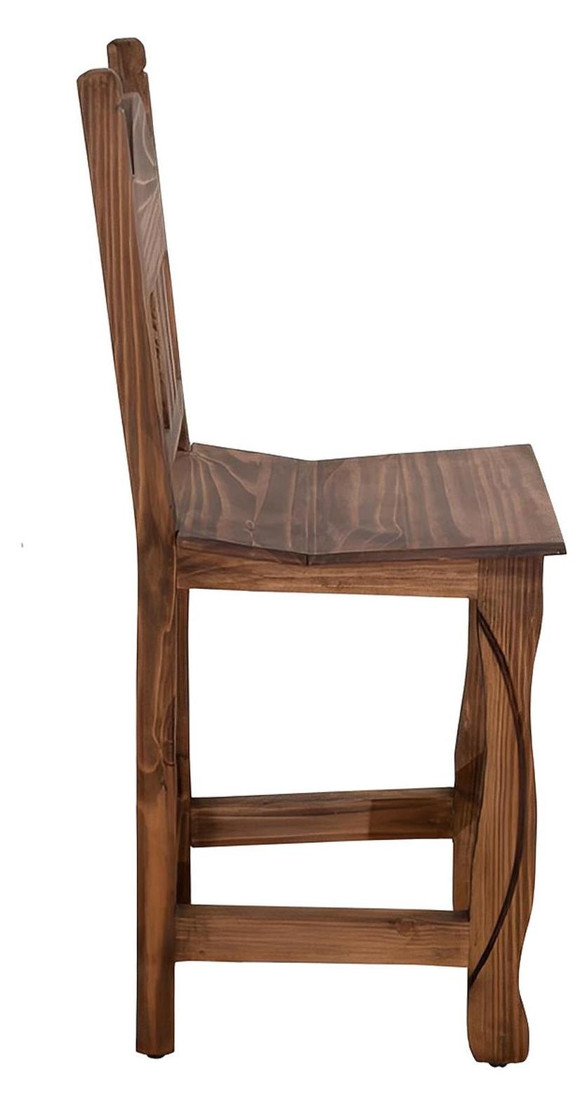 Rustic Hand-Carved Wooden Barstools with Backrests (2 or 3-Pack) - 24 or 30 in - Counter or Bar Height