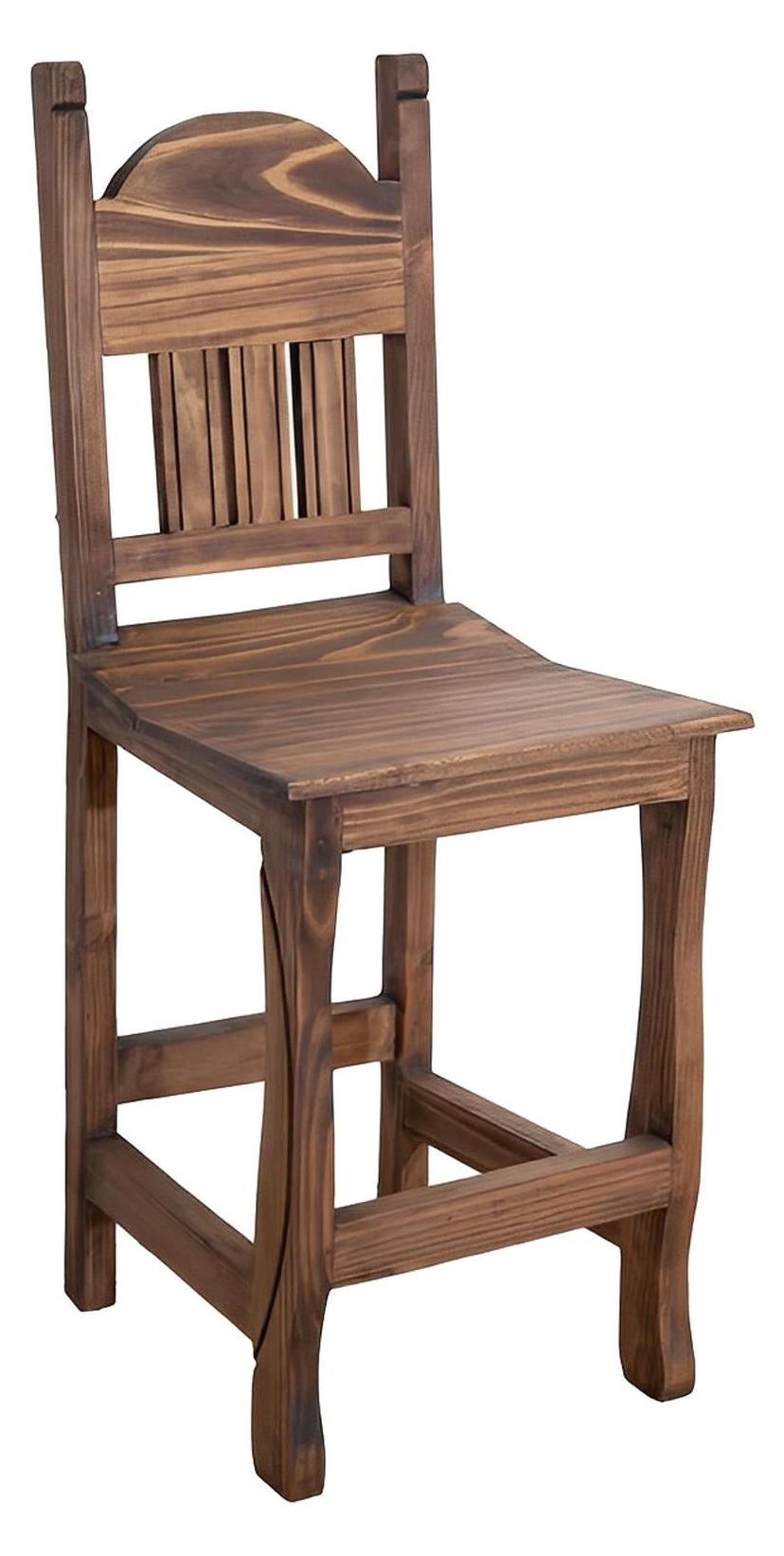 Rustic Hand-Carved Wooden Barstools with Backrests (2 or 3-Pack) - 24 or 30 in - Counter or Bar Height