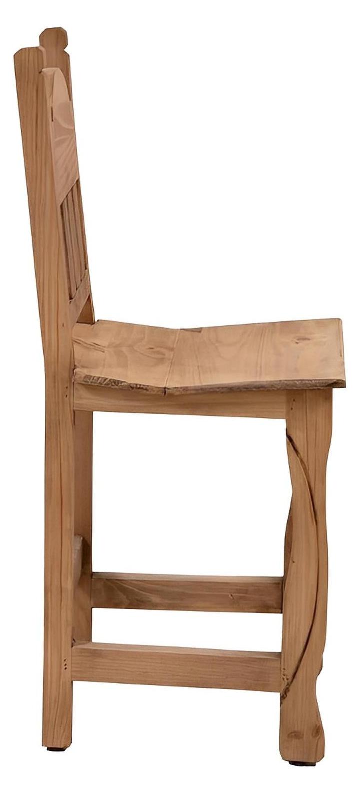 Rustic Light Honey Hand-Carved Wooden Barstools with Backrests (2 or 3-Pack) - 24 or 30 in - Counter or Bar Height