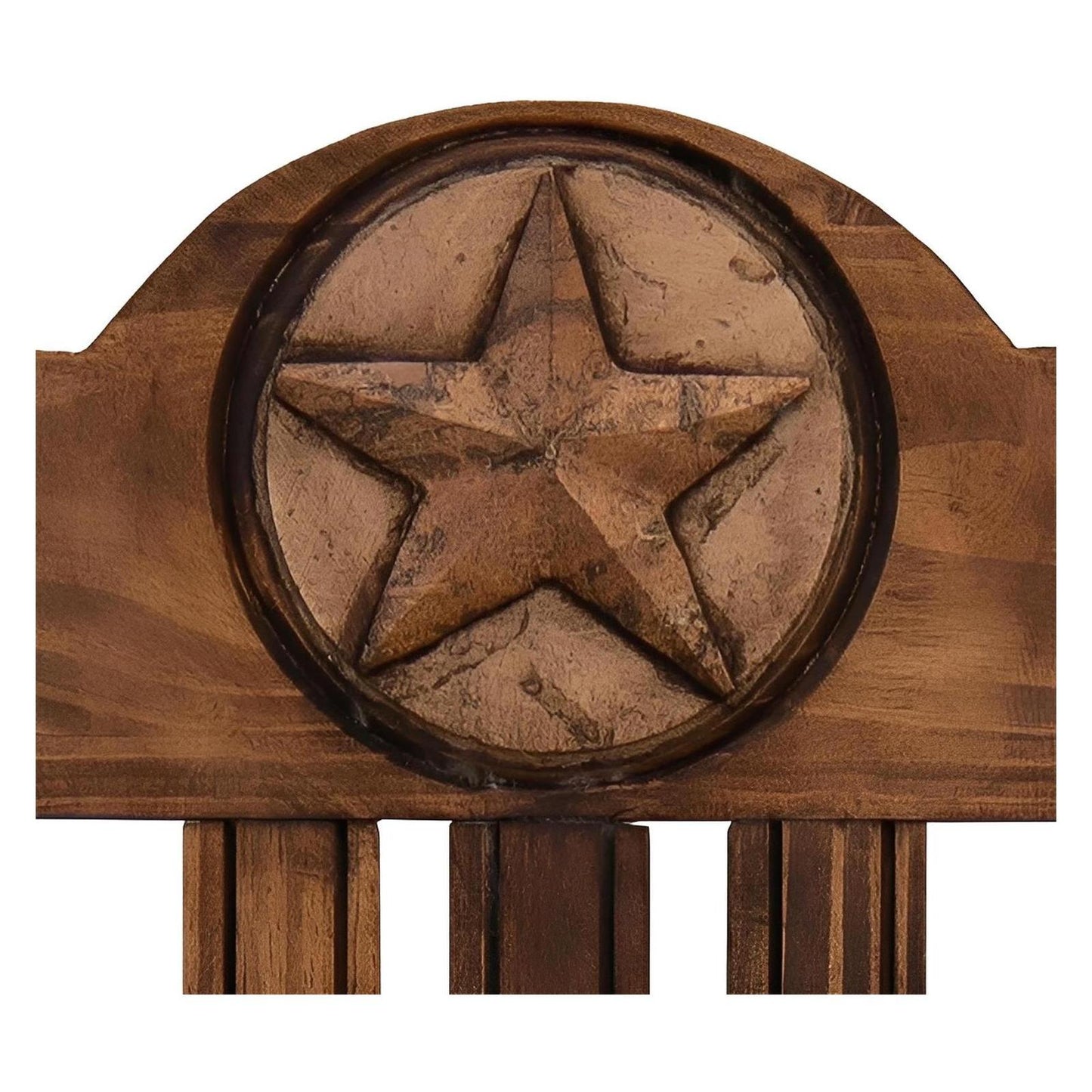 Hand-Carved Wooden Barstool with Back and Western Style Star Emblem Made of Stone in the Backrest (2 or 3-Pack) - 24 or 30 in