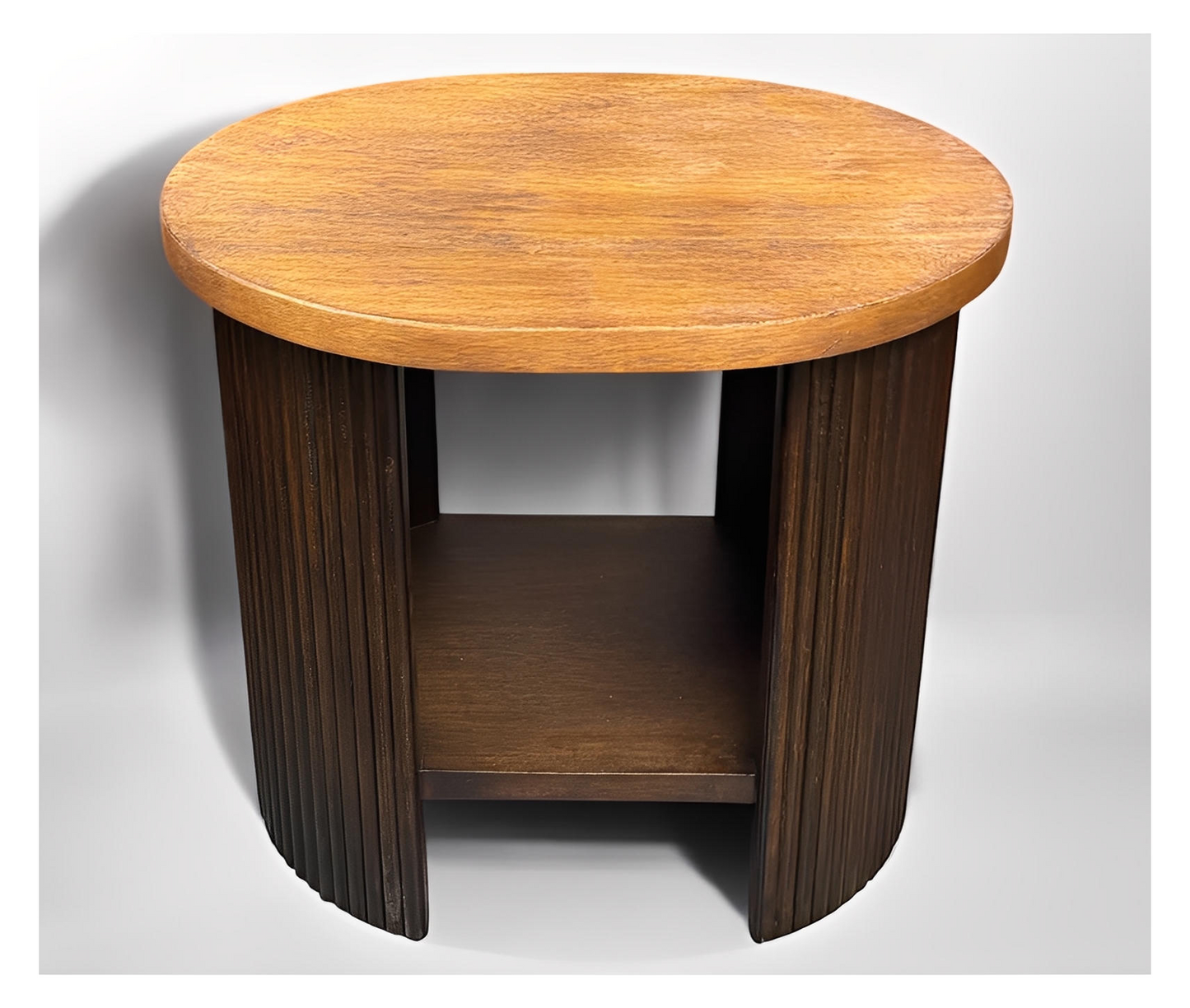 Menerbes End Tables (2-Pack), Two Tone Brown, Open Lower Shelf for Extra Storage and Display