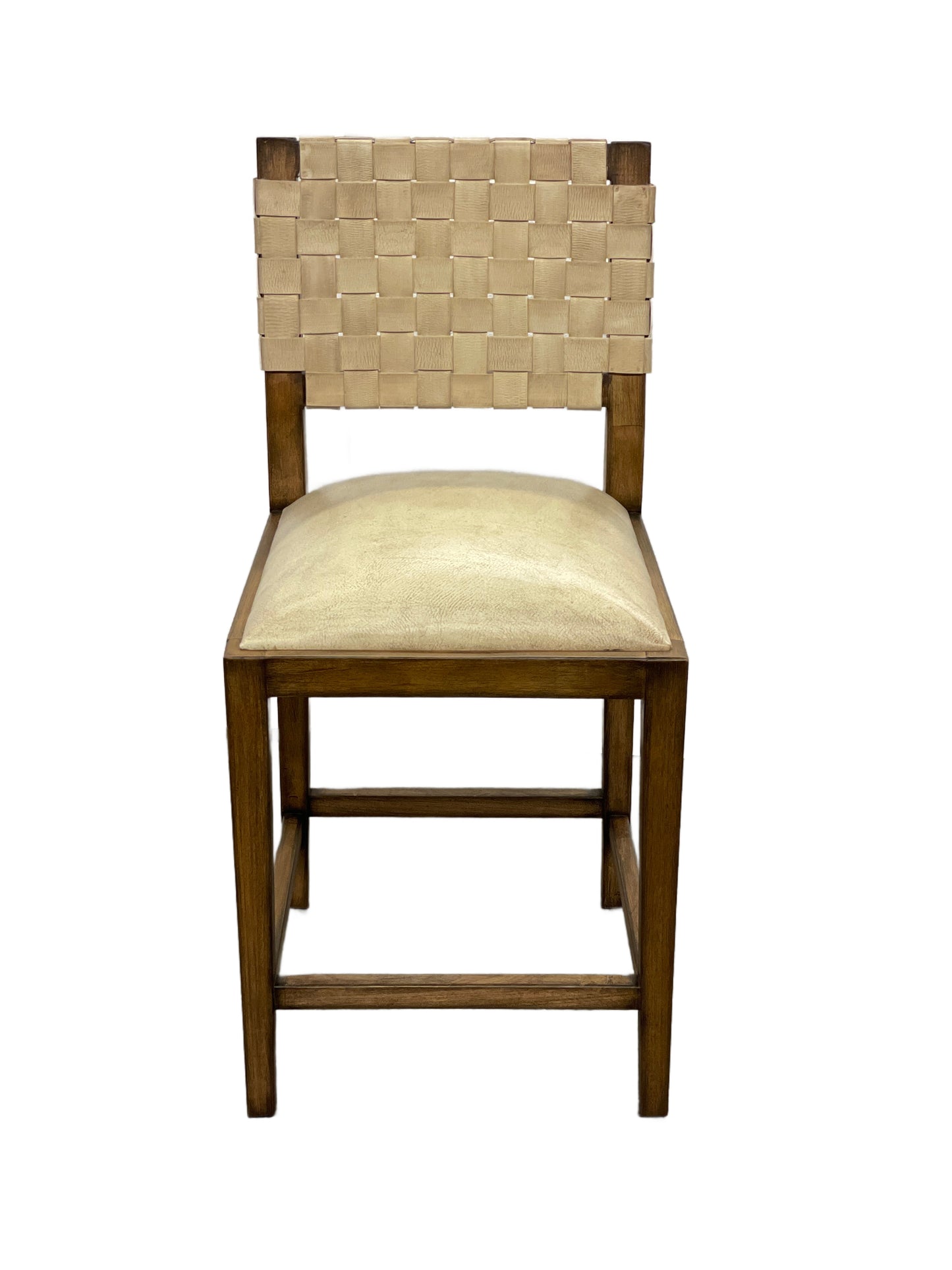 Moulins Counter Height Stools (3-Pack), Walnut Finish, Woven Cane Back With Cushioned Beige Seat