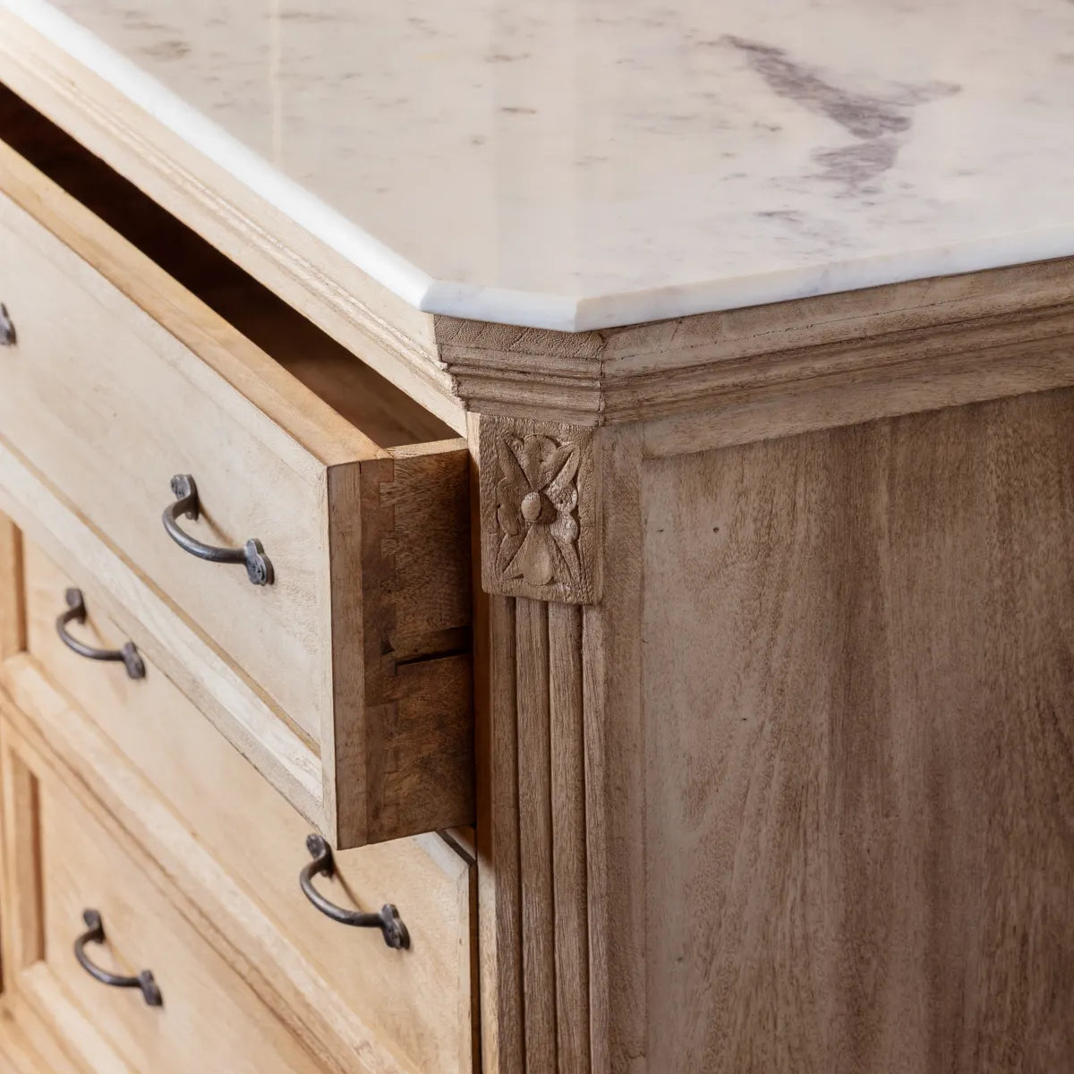 Marble Top French Server or Nightstand 37.5 x 20.5 x 35.75 (in)